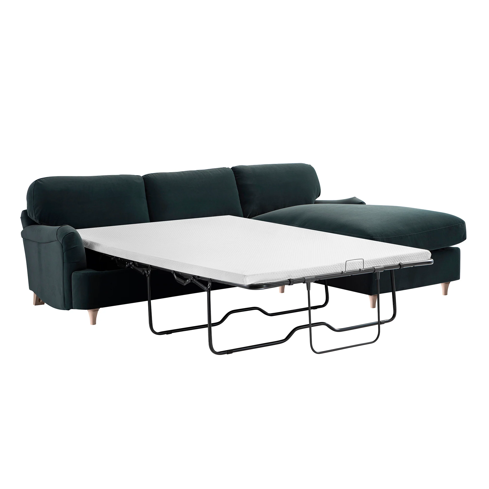 Daphnis Aegean Blue Velvet Sofa Bed, Grande Chaise Right Hand Facing - Image 9