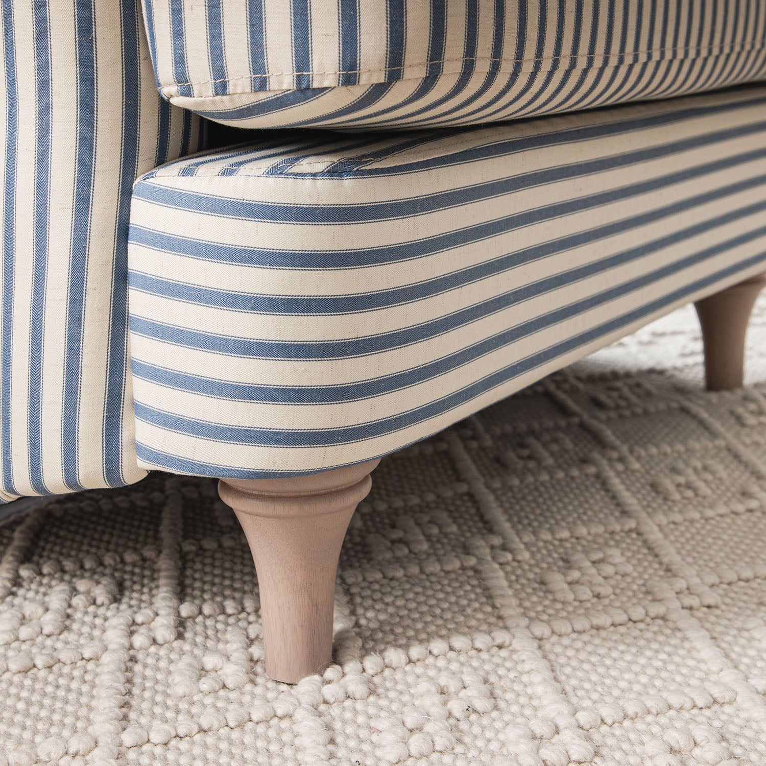 Daphnis Blue Striped Linen Blend Sofa, 1-Seater - Image 6