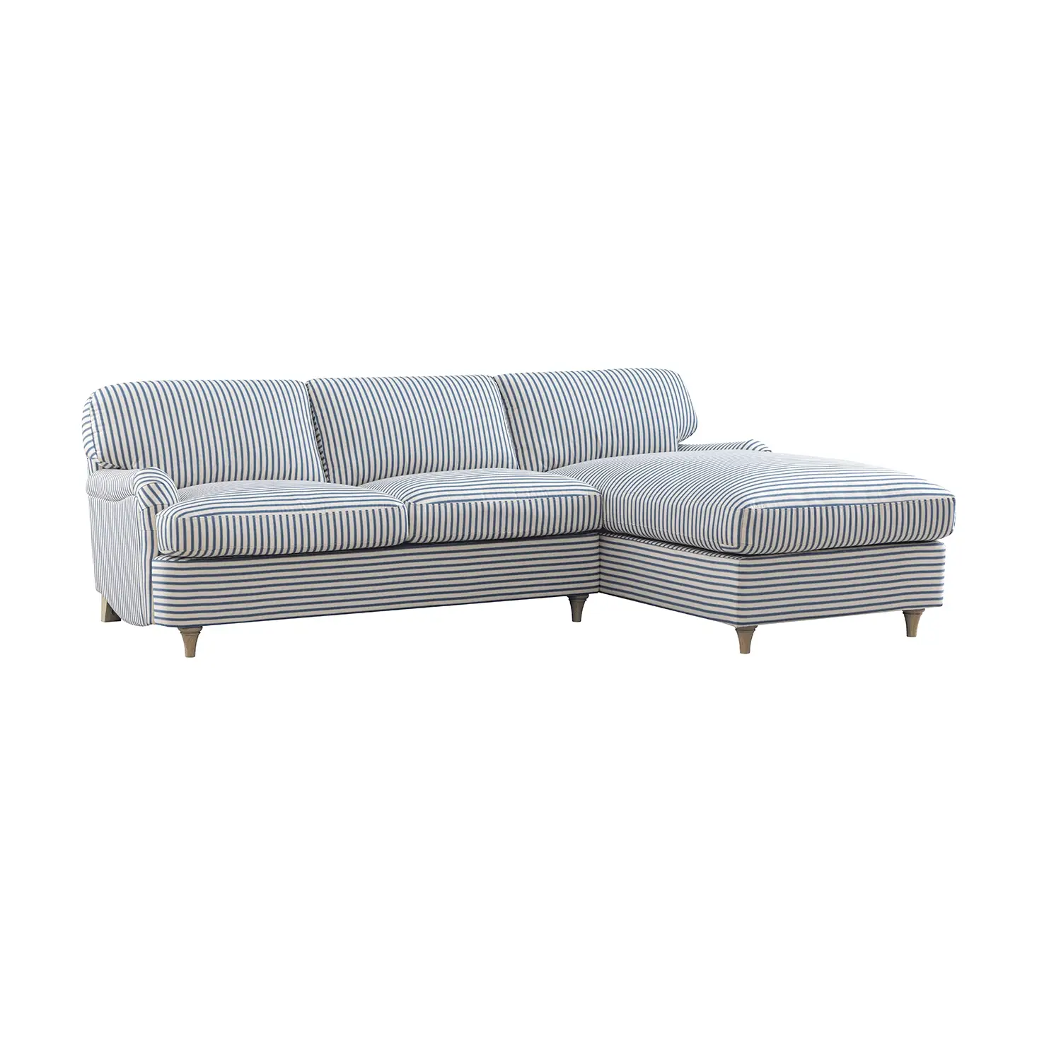 Daphnis Blue Striped Linen Blend Sofa Bed, Grande Chaise Right Hand Facing - Image 11
