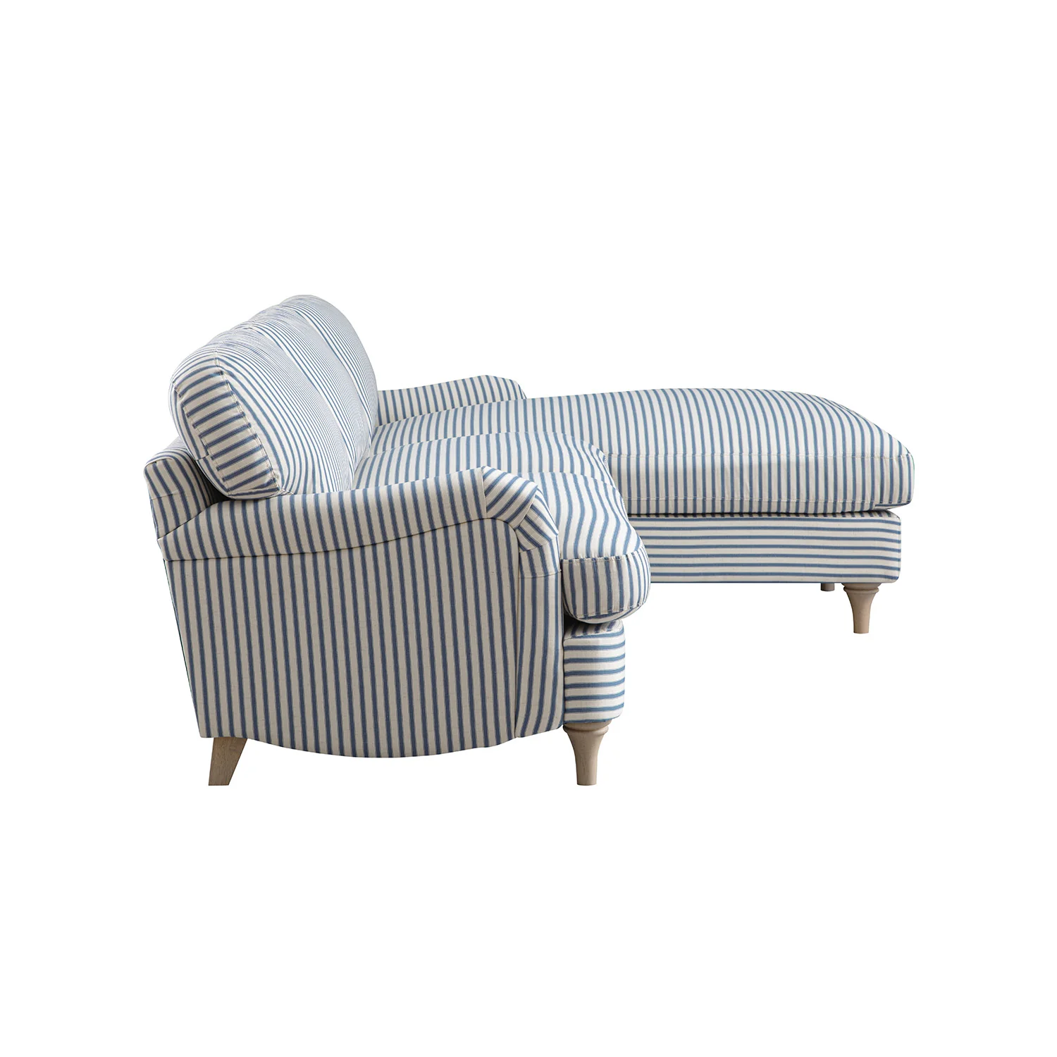 Daphnis Blue Striped Linen Blend Sofa, Grande Chaise Sofa Right Hand Facing - Image 12
