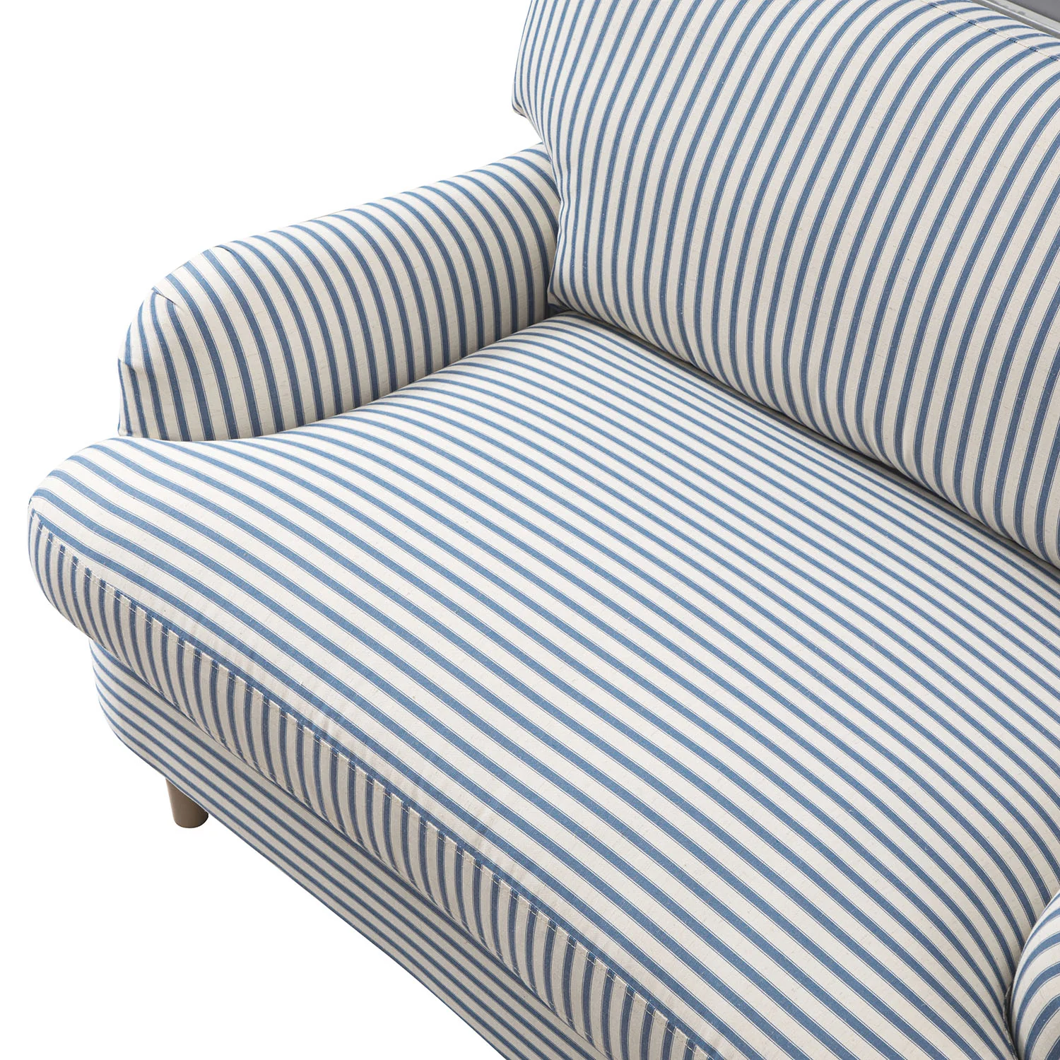 Daphnis Blue Striped Linen Blend Sofa, Loveseat - Image 12