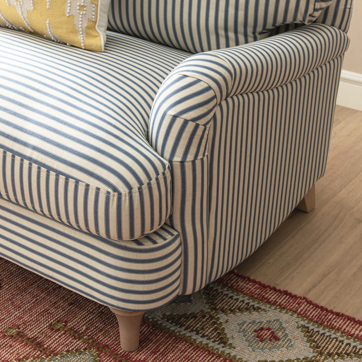 Daphnis Blue Striped Linen Blend Sofa, Loveseat - Image 5