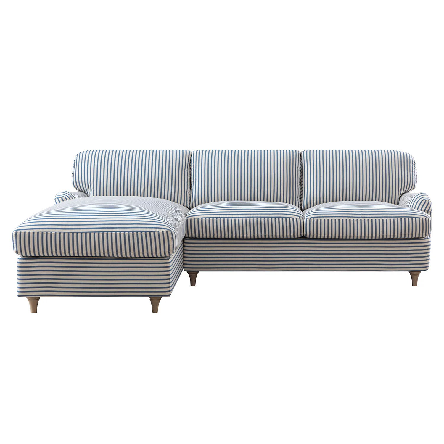 Daphnis Blue Striped Linen Blend Sofa Bed, Grande Chaise Left Hand Facing - Image 8