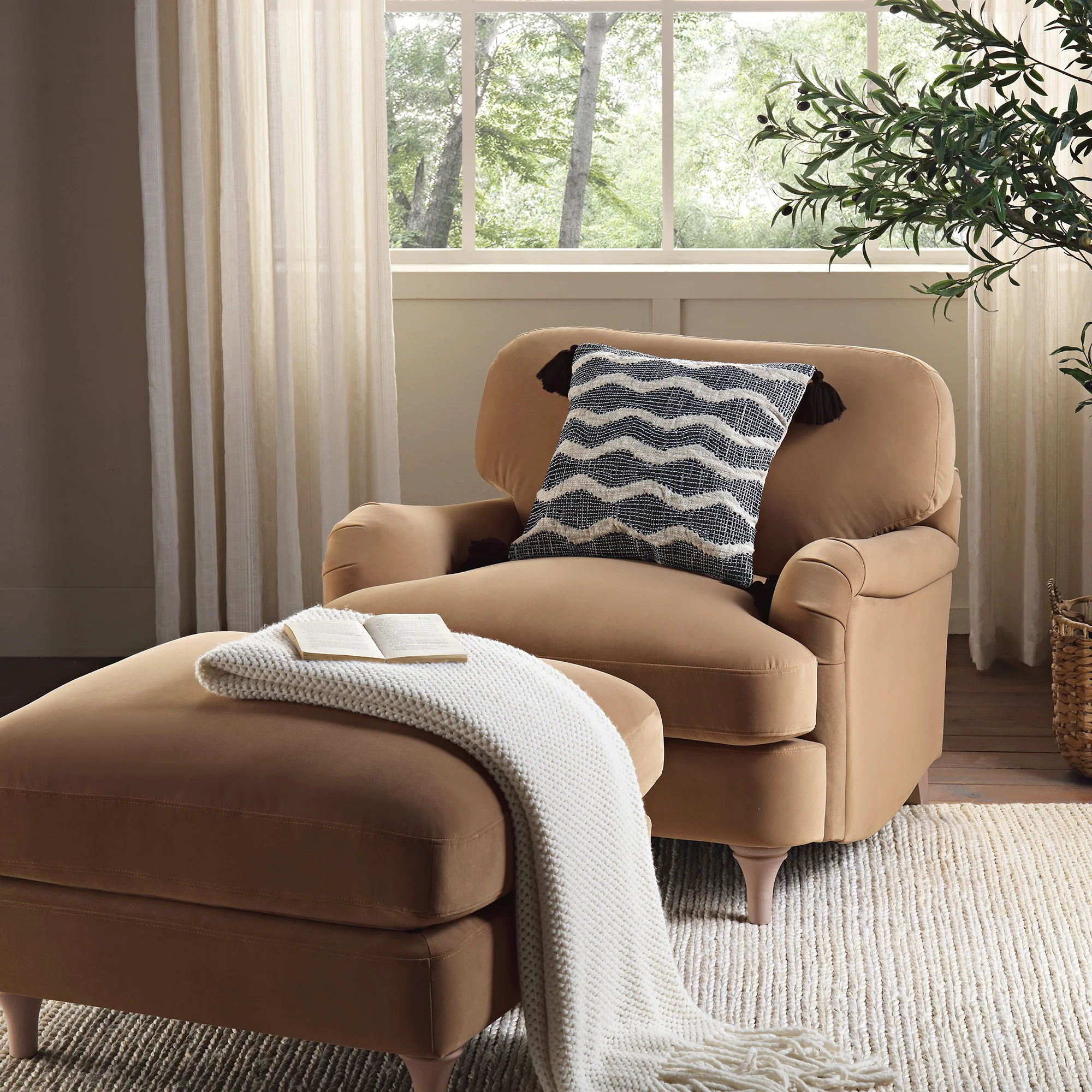 Daphnis Camel Velvet Sofa, 1-Seater - Image 3