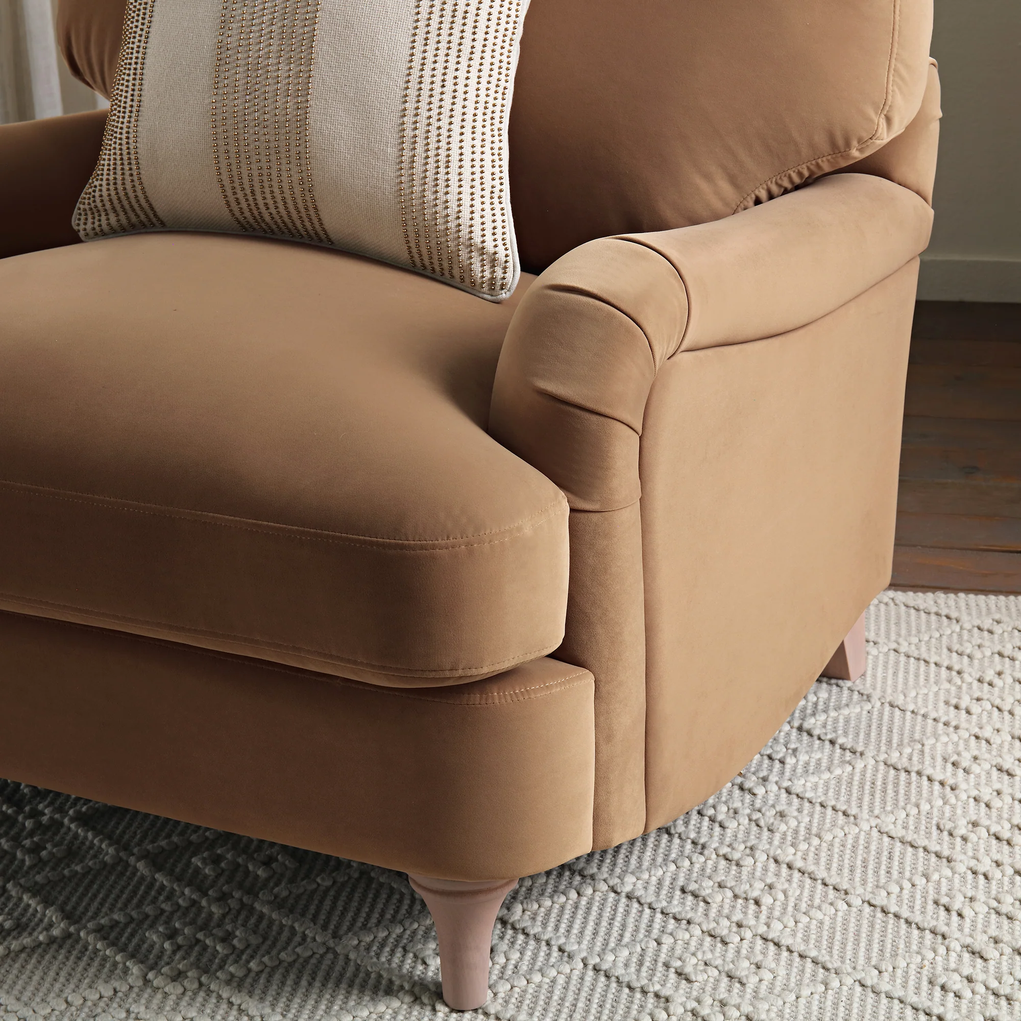 Daphnis Camel Velvet Sofa, 1-Seater - Image 5
