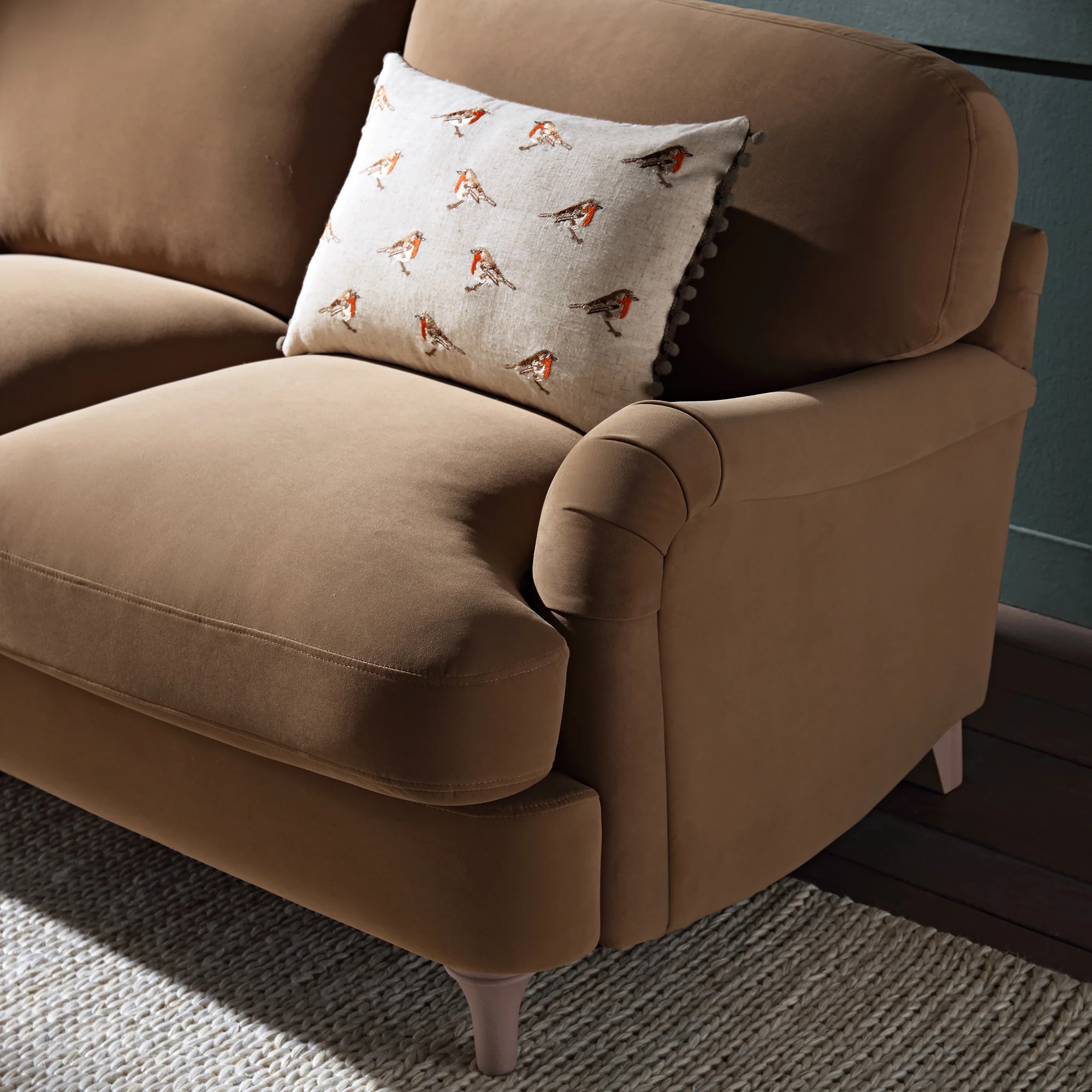 Daphnis Camel Velvet Sofa, 2-Seater - Image 3