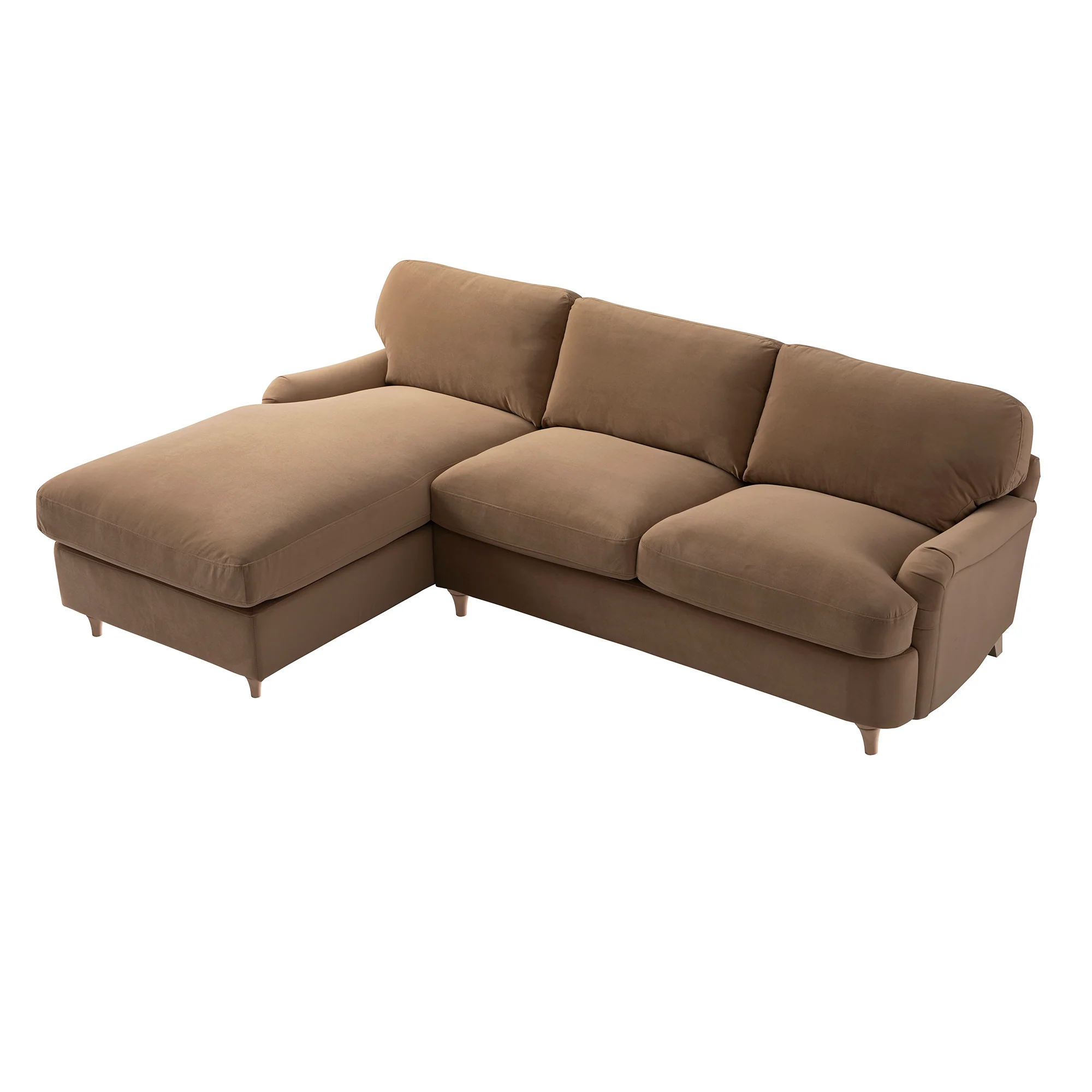Daphnis Camel Velvet Sofa Bed, Grande Chaise Left Hand Facing - Image 14