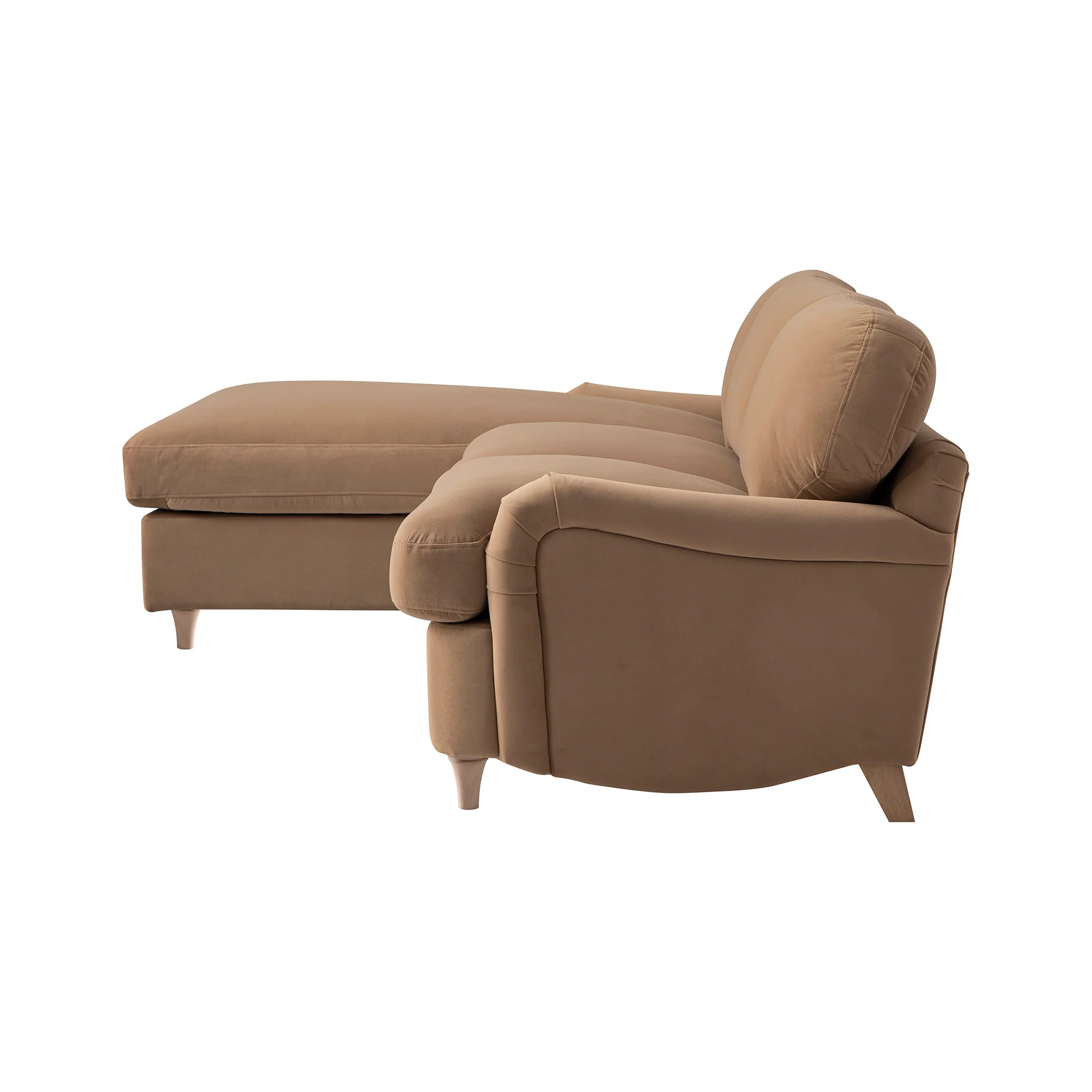 Daphnis Camel Velvet Sofa Bed, Grande Chaise Left Hand Facing - Image 15