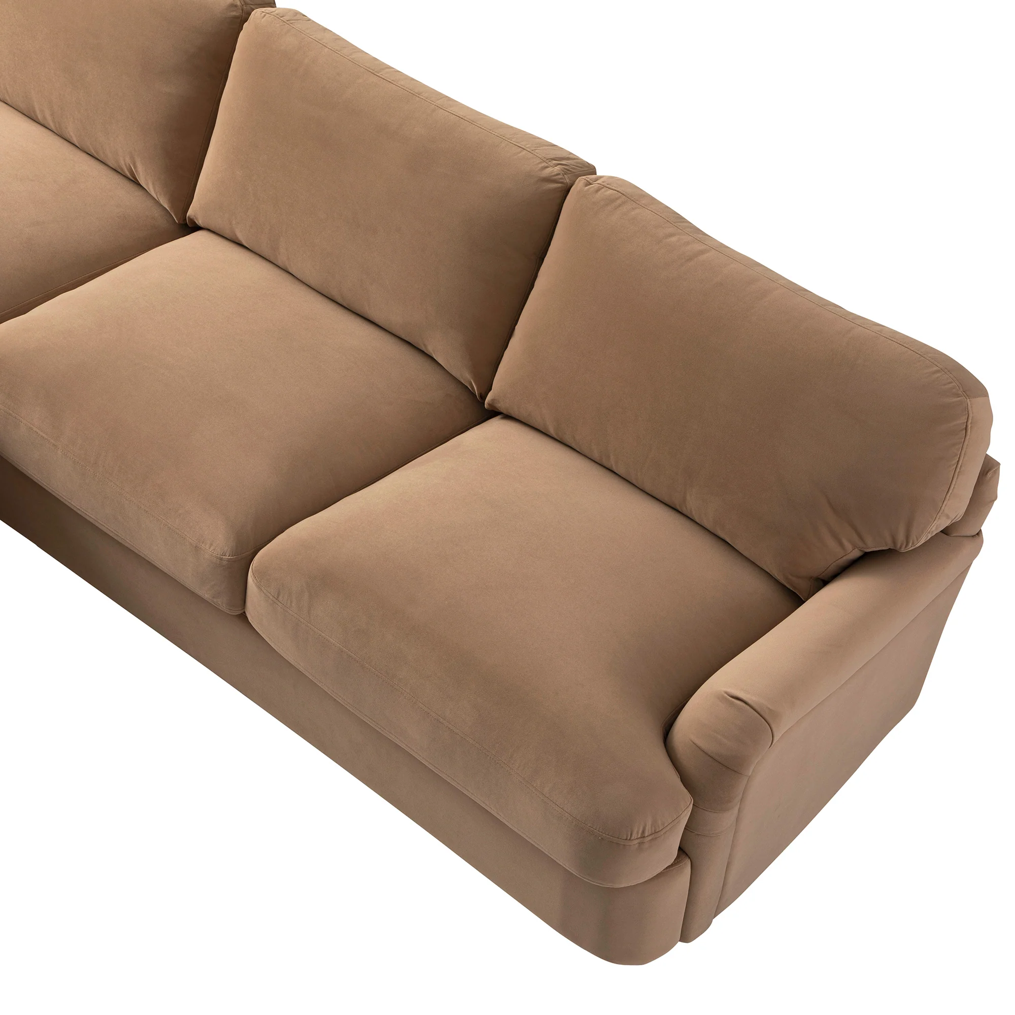 Daphnis Camel Velvet Sofa Bed, Grande Chaise Left Hand Facing - Image 18