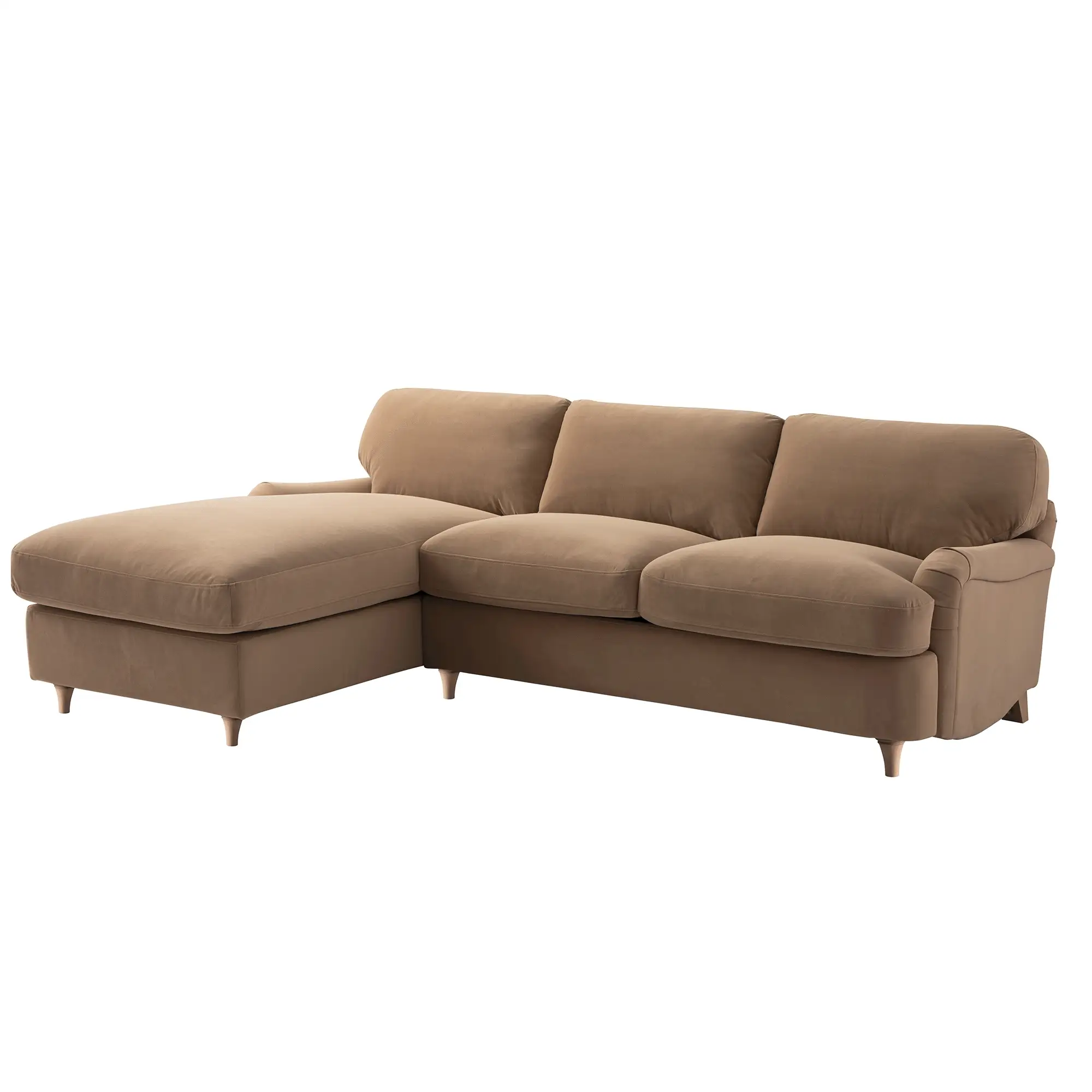 Daphnis Camel Velvet Sofa Bed, Grande Chaise Left Hand Facing - Image 8