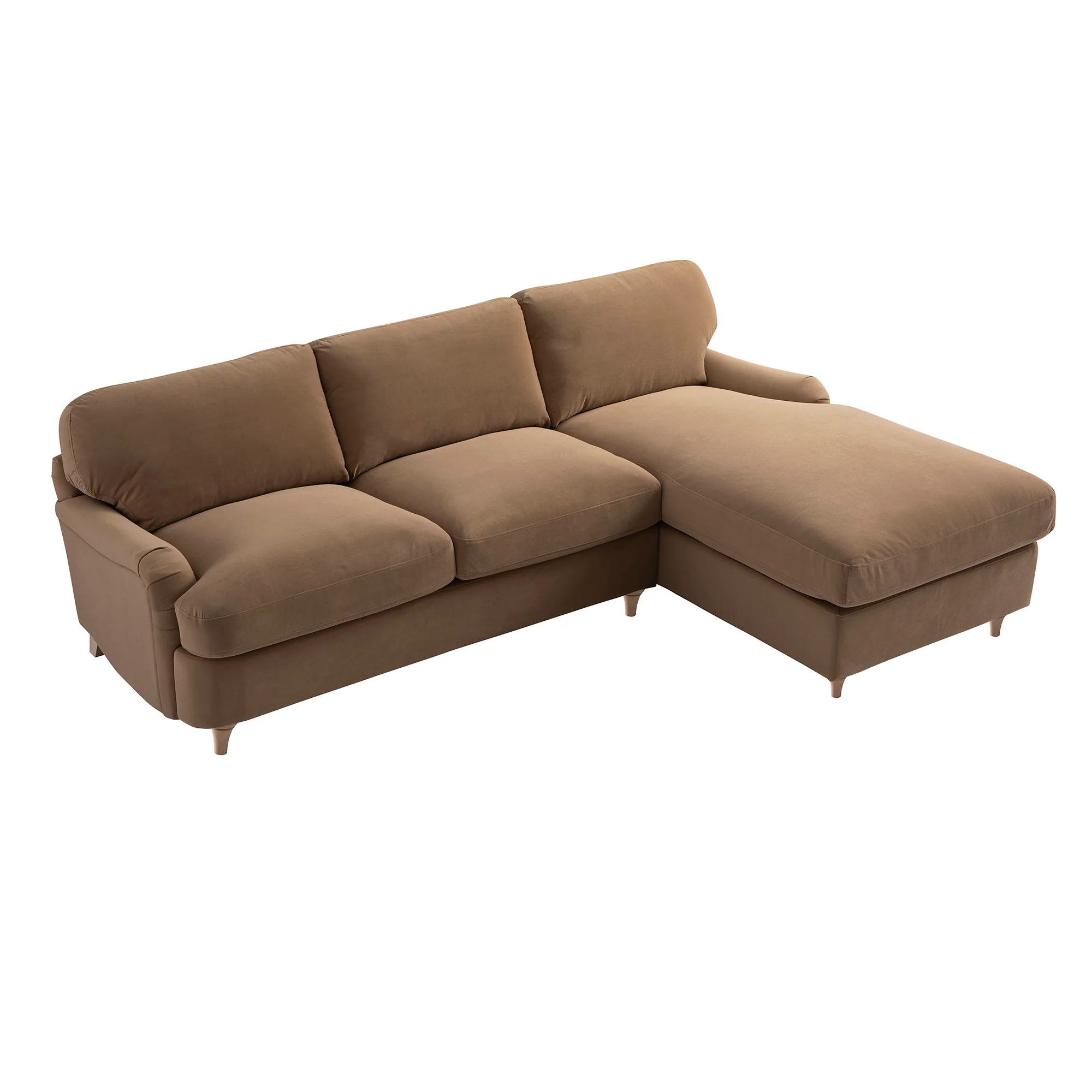 Daphnis Camel Velvet Sofa Bed, Grande Chaise Right Hand Facing - Image 14