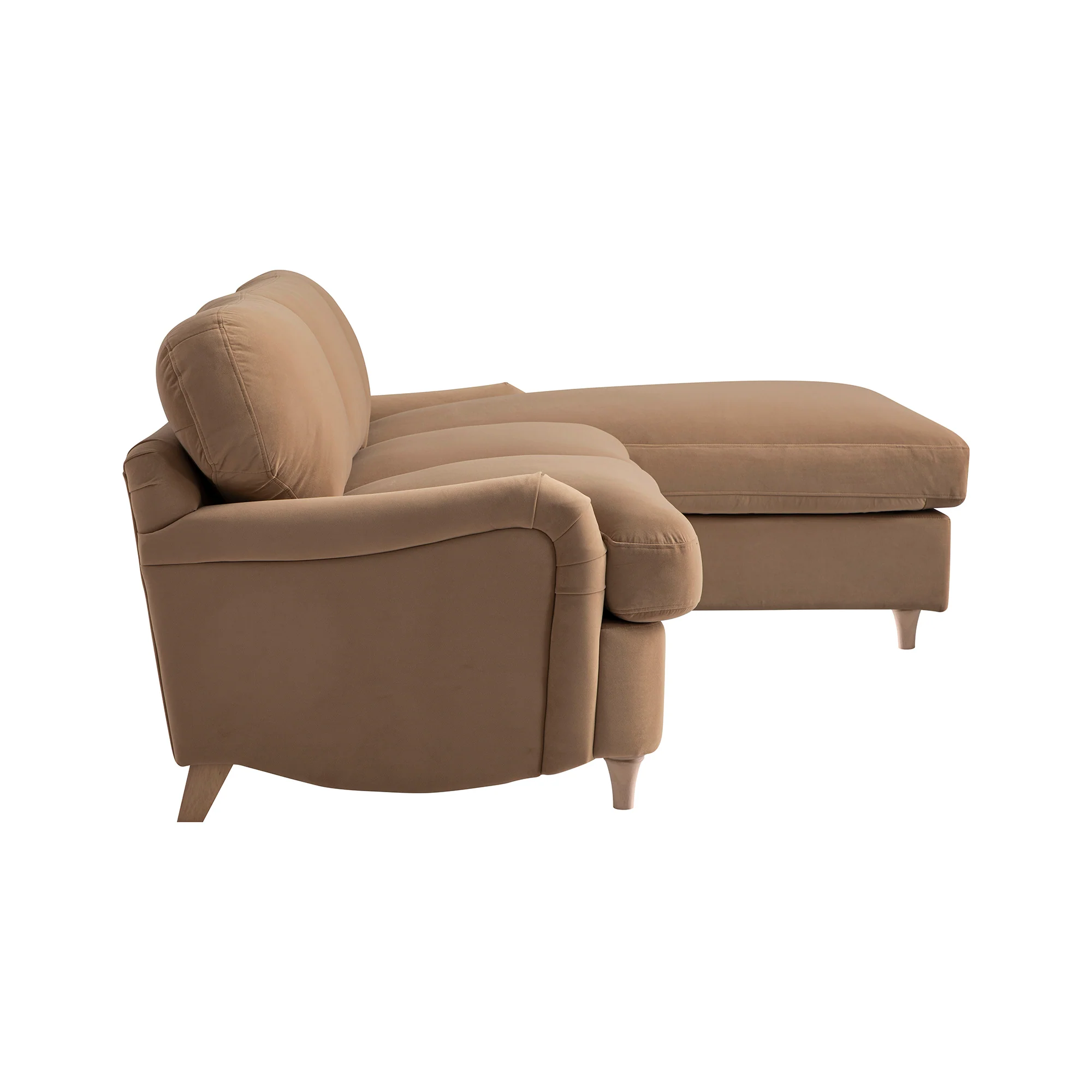 Daphnis Camel Velvet Sofa Bed, Grande Chaise Right Hand Facing - Image 15
