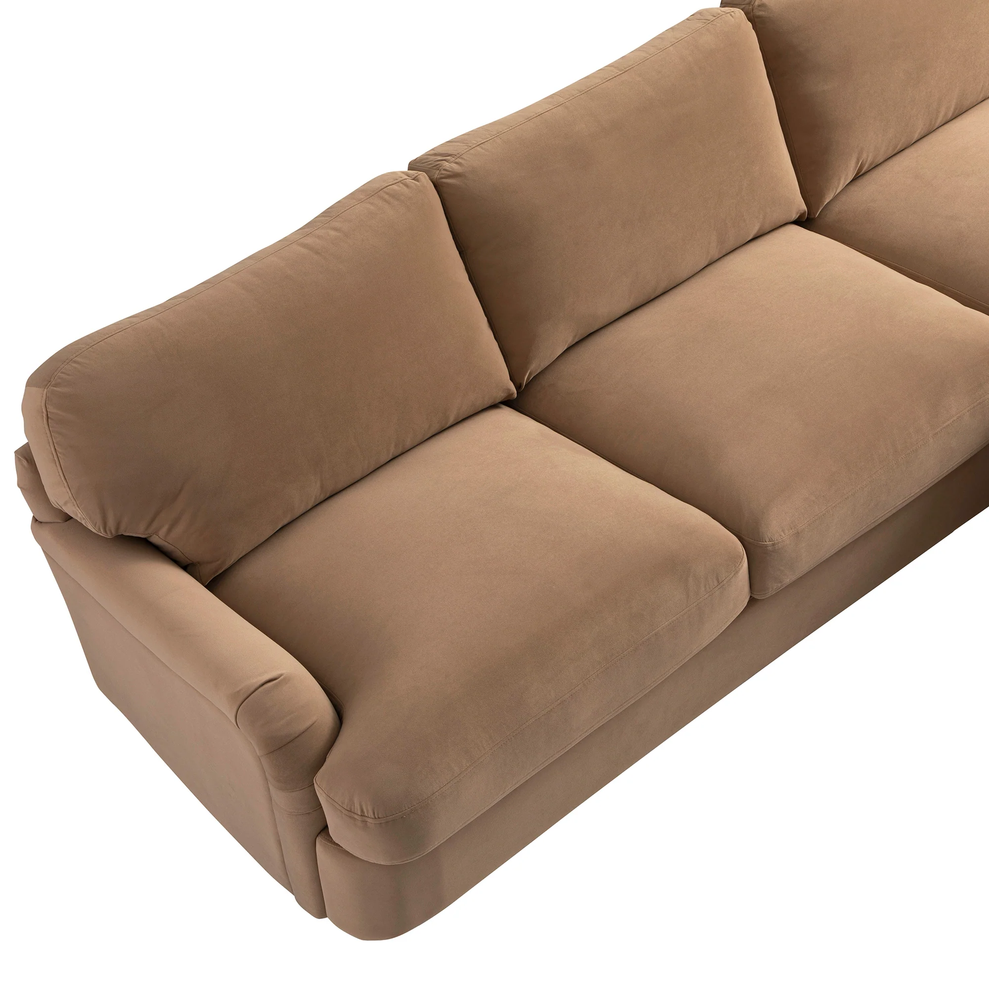 Daphnis Camel Velvet Sofa Bed, Grande Chaise Right Hand Facing - Image 18