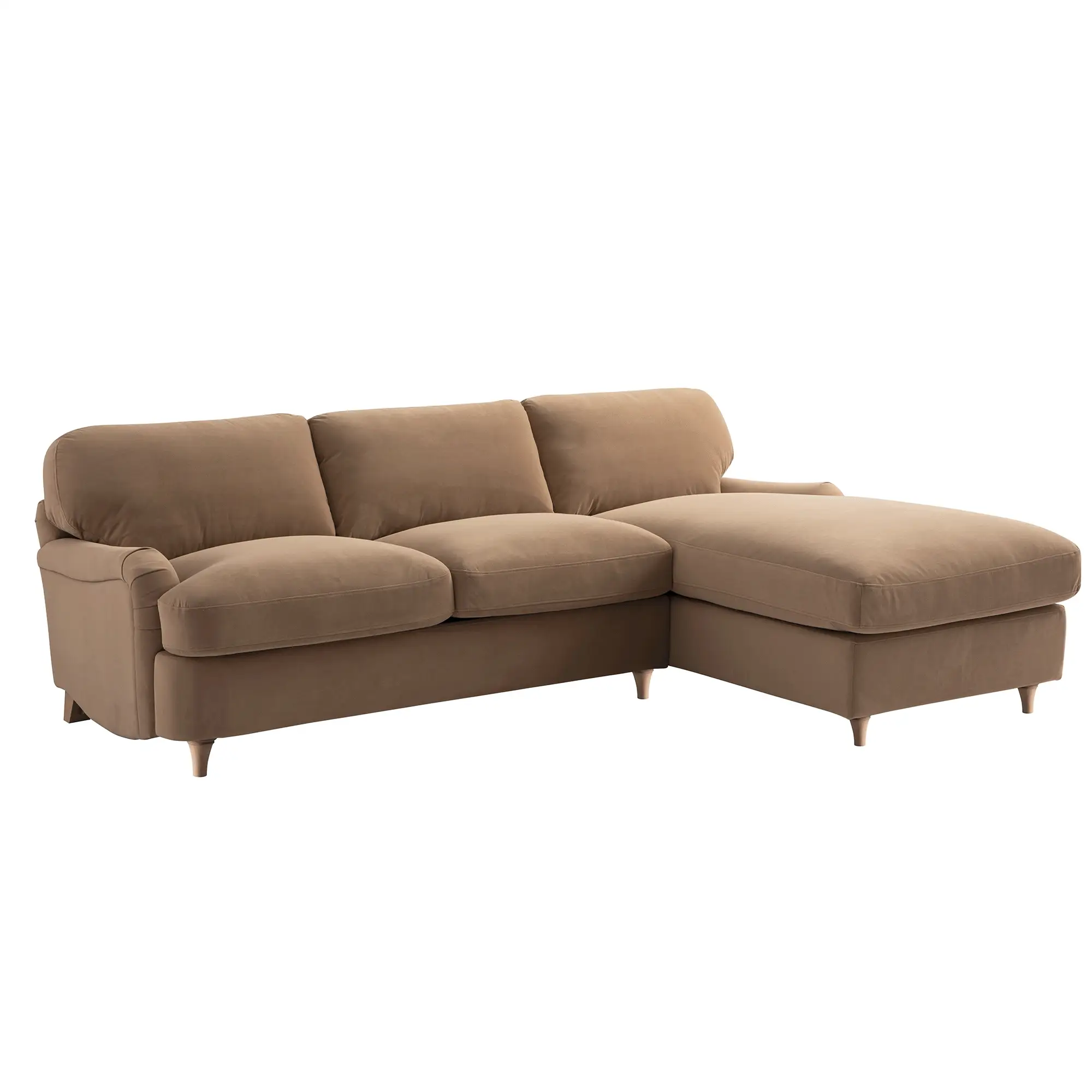 Daphnis Camel Velvet Sofa Bed, Grande Chaise Right Hand Facing - Image 8