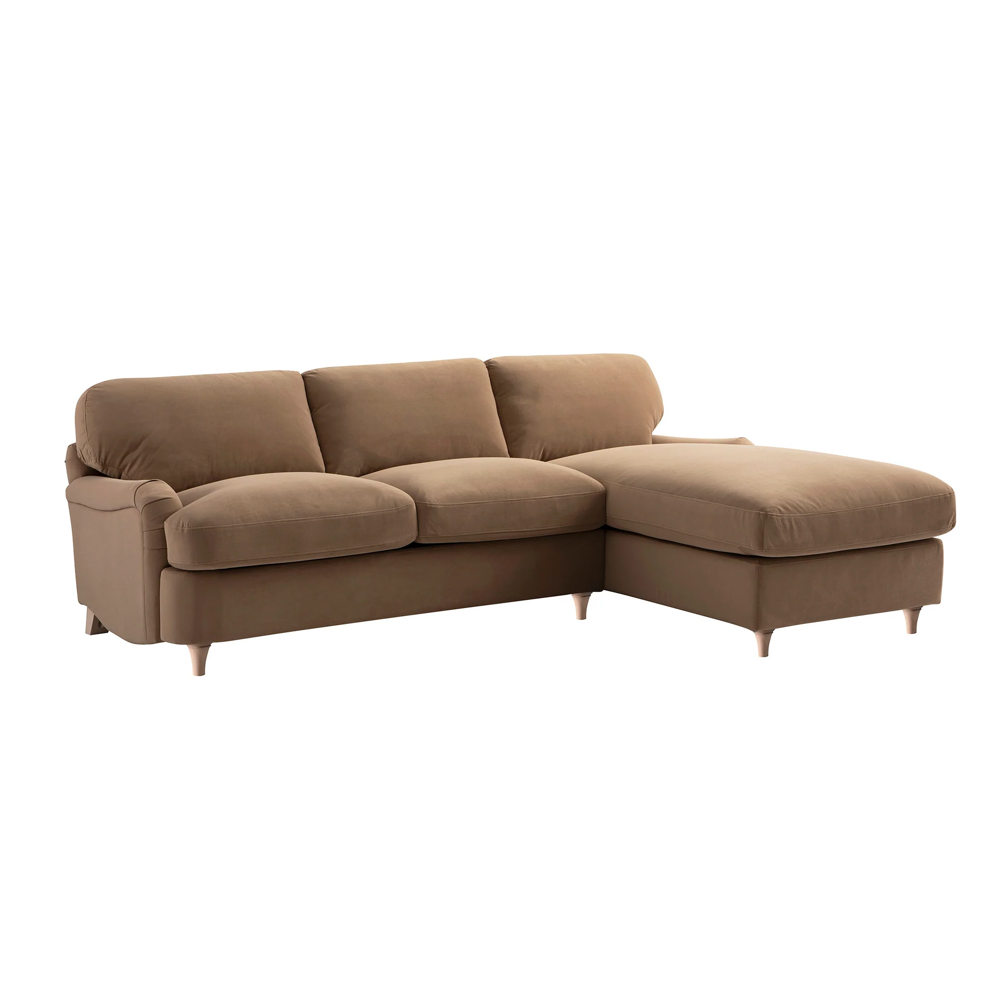 Daphnis Camel Velvet Sofa Bed, Grande Chaise Right Hand Facing - Image 9