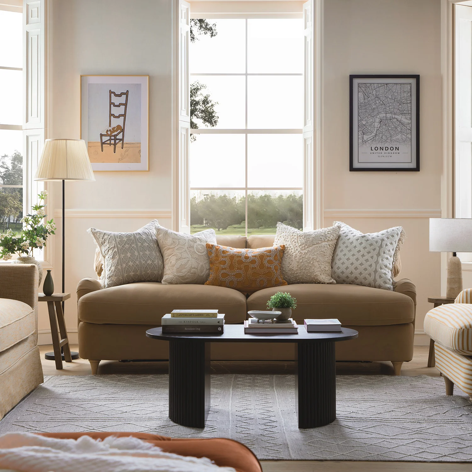 Daphnis Camel Velvet Sofa Bed, Large 3-Seater - Image 2