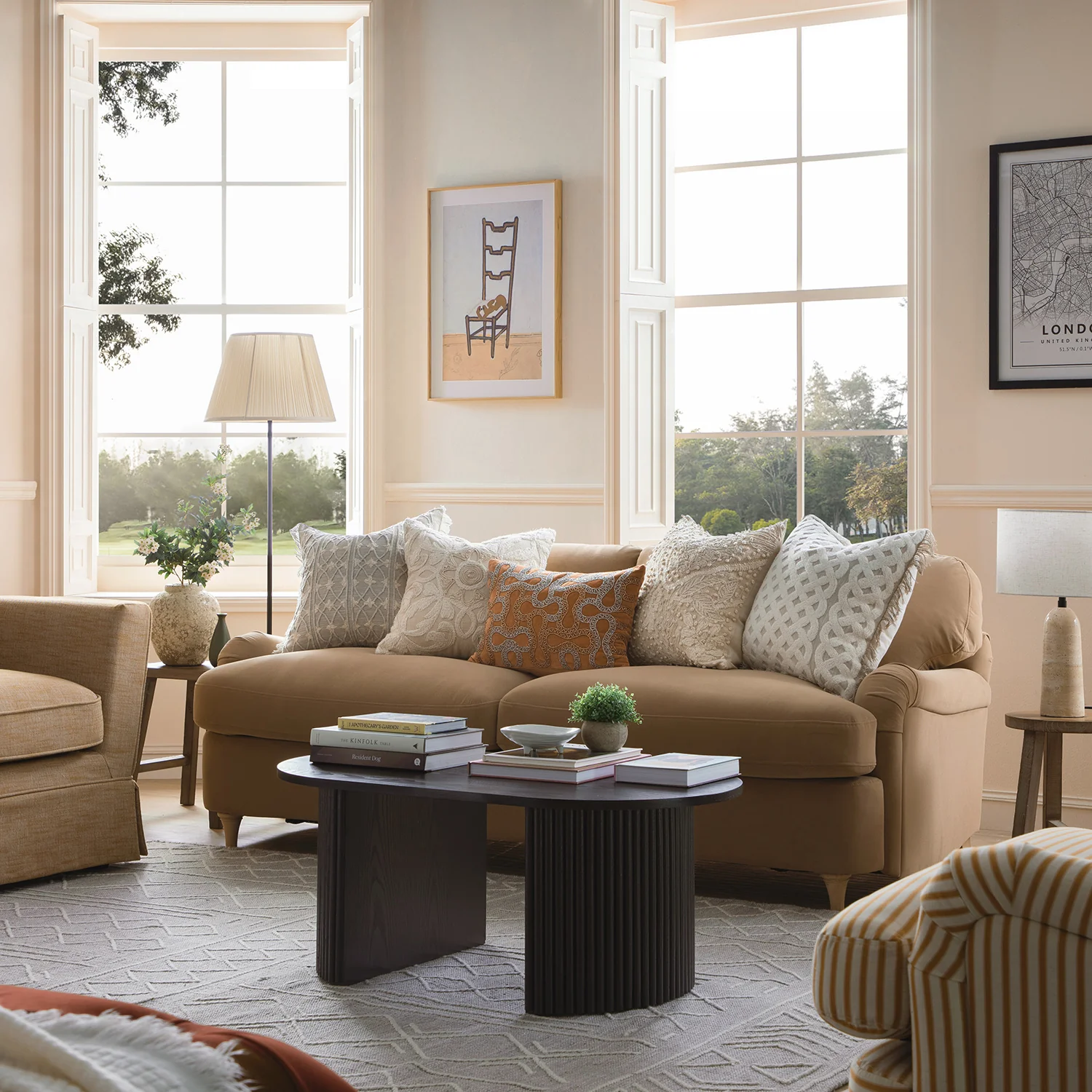 Daphnis Camel Velvet Sofa Bed, Large 3-Seater - Image 4