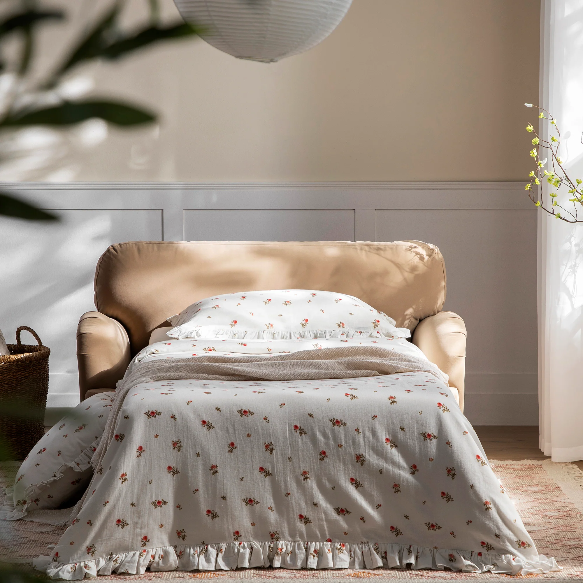 Daphnis Camel Velvet Sofa Bed, Loveseat - Image 3