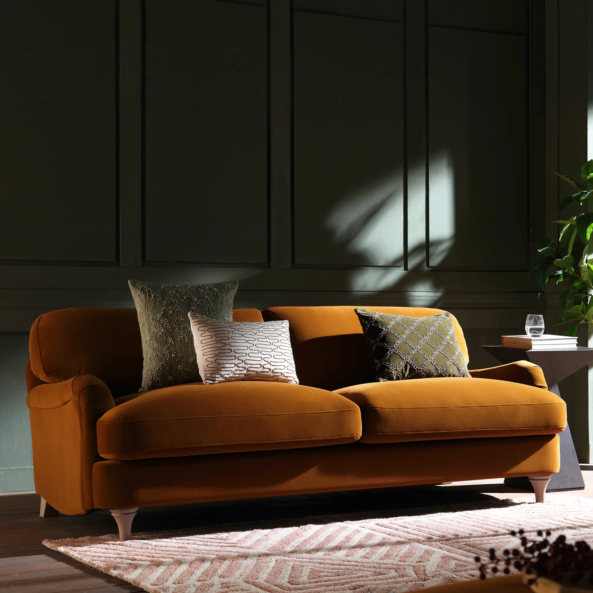 Daphnis Cinnamon Velvet Sofa, 3-Seater - Image 2