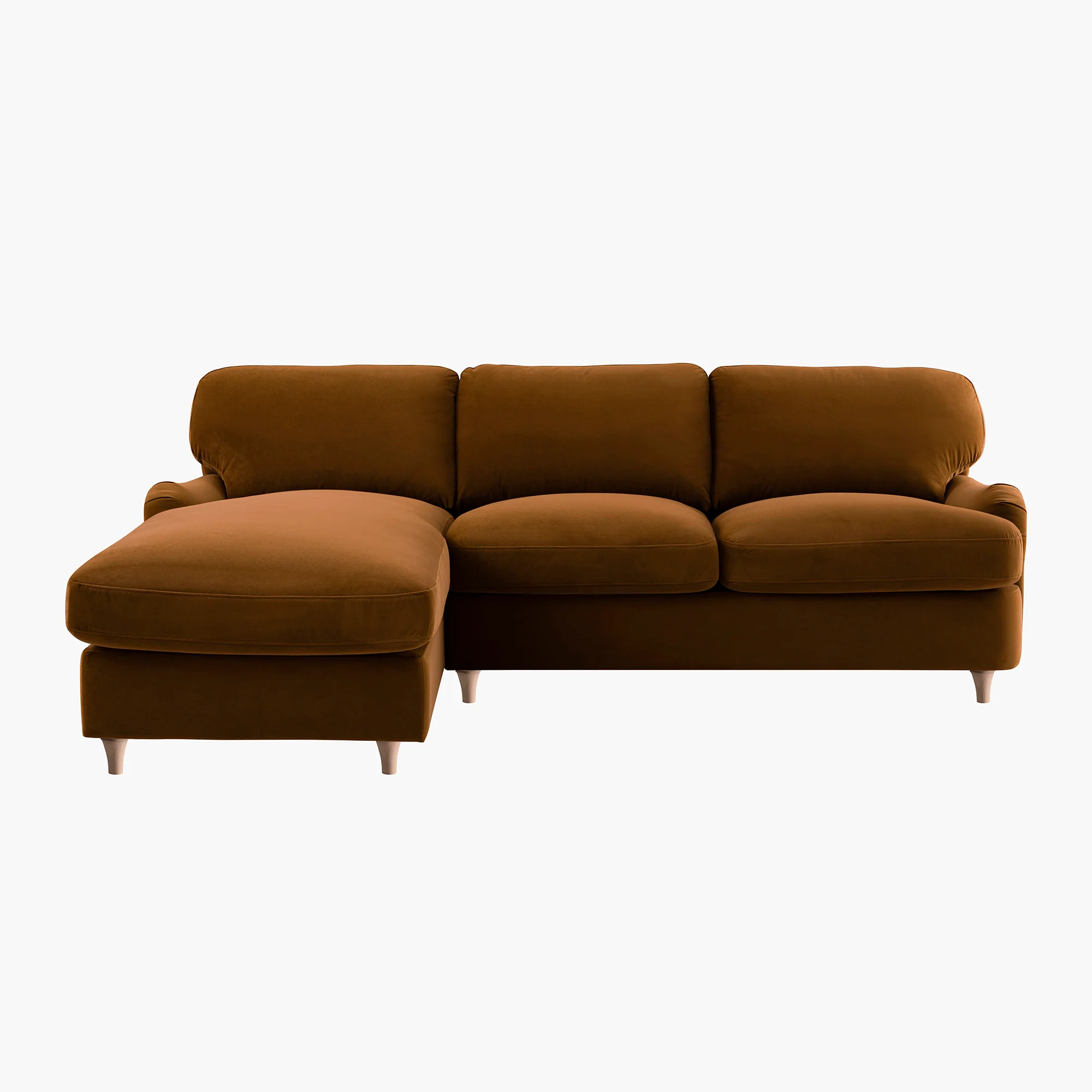 Daphnis Cinnamon Velvet Sofa Bed, Grande Chaise Left Hand Facing - Image 12