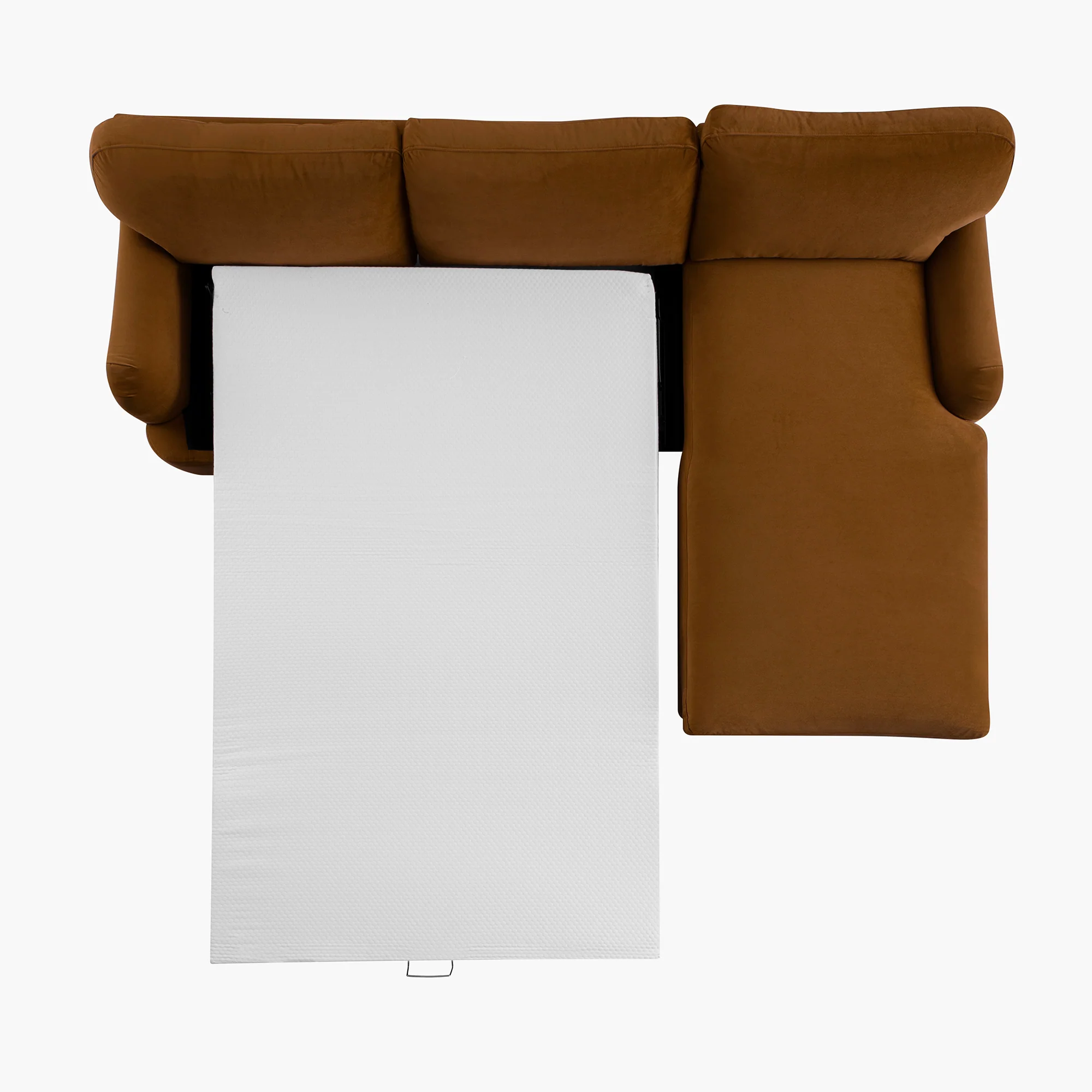 Daphnis Cinnamon Velvet Sofa Bed, Grande Chaise Sofa Right Hand Facing - Image 14