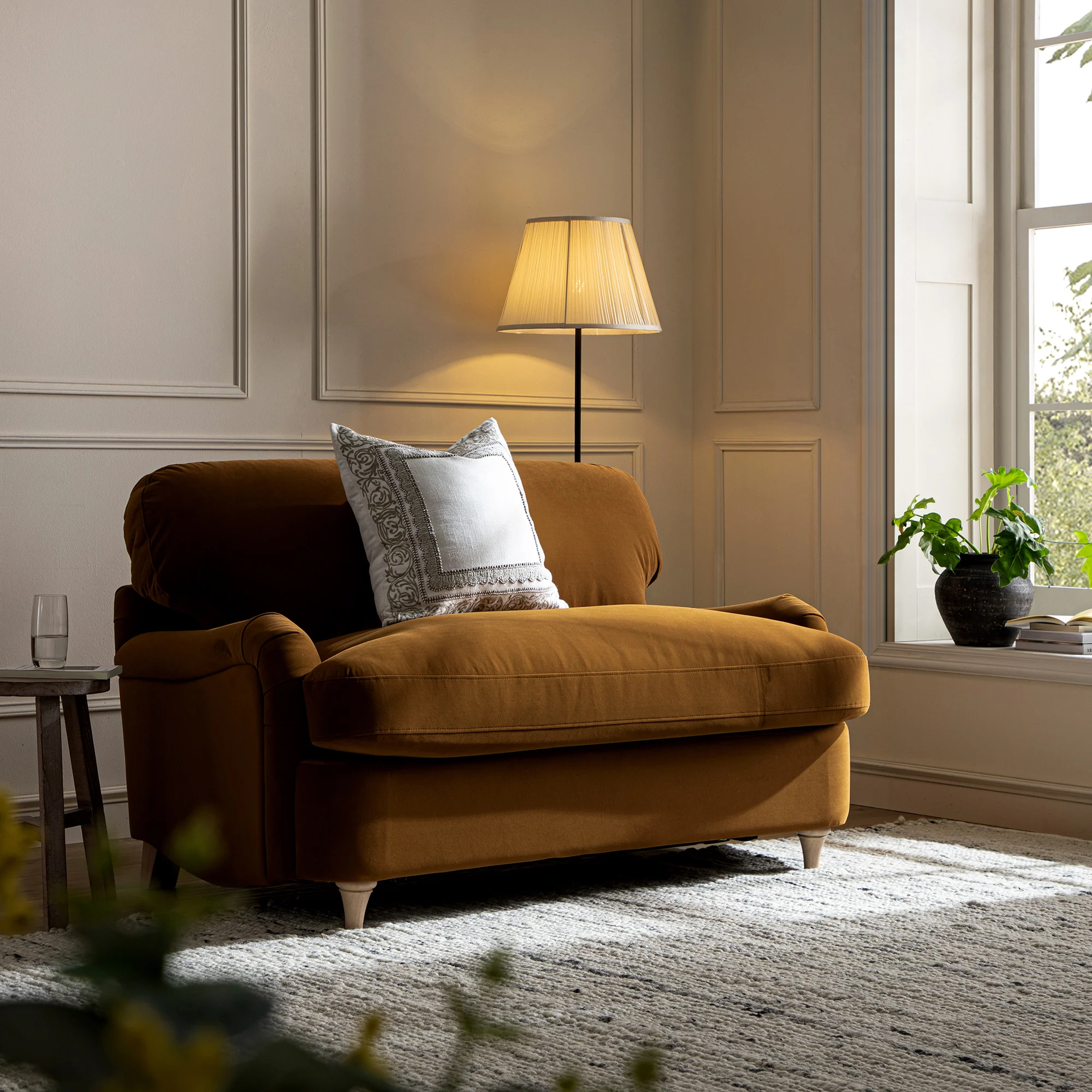 Daphnis Cinnamon Velvet Sofa Bed, Loveseat - Image 2