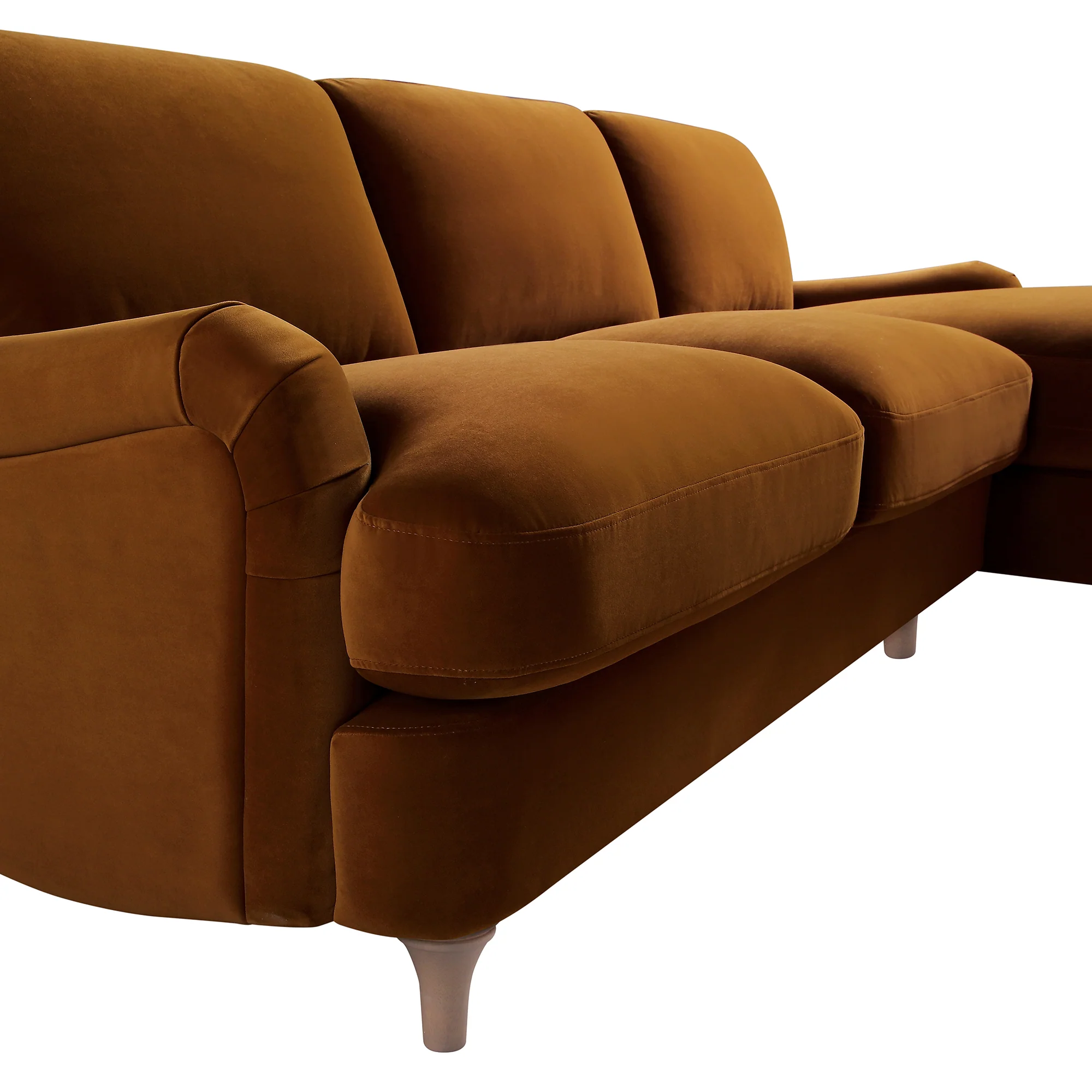 Daphnis Cinnamon Velvet Sofa, Grande Chaise Sofa Right Hand Facing - Image 13