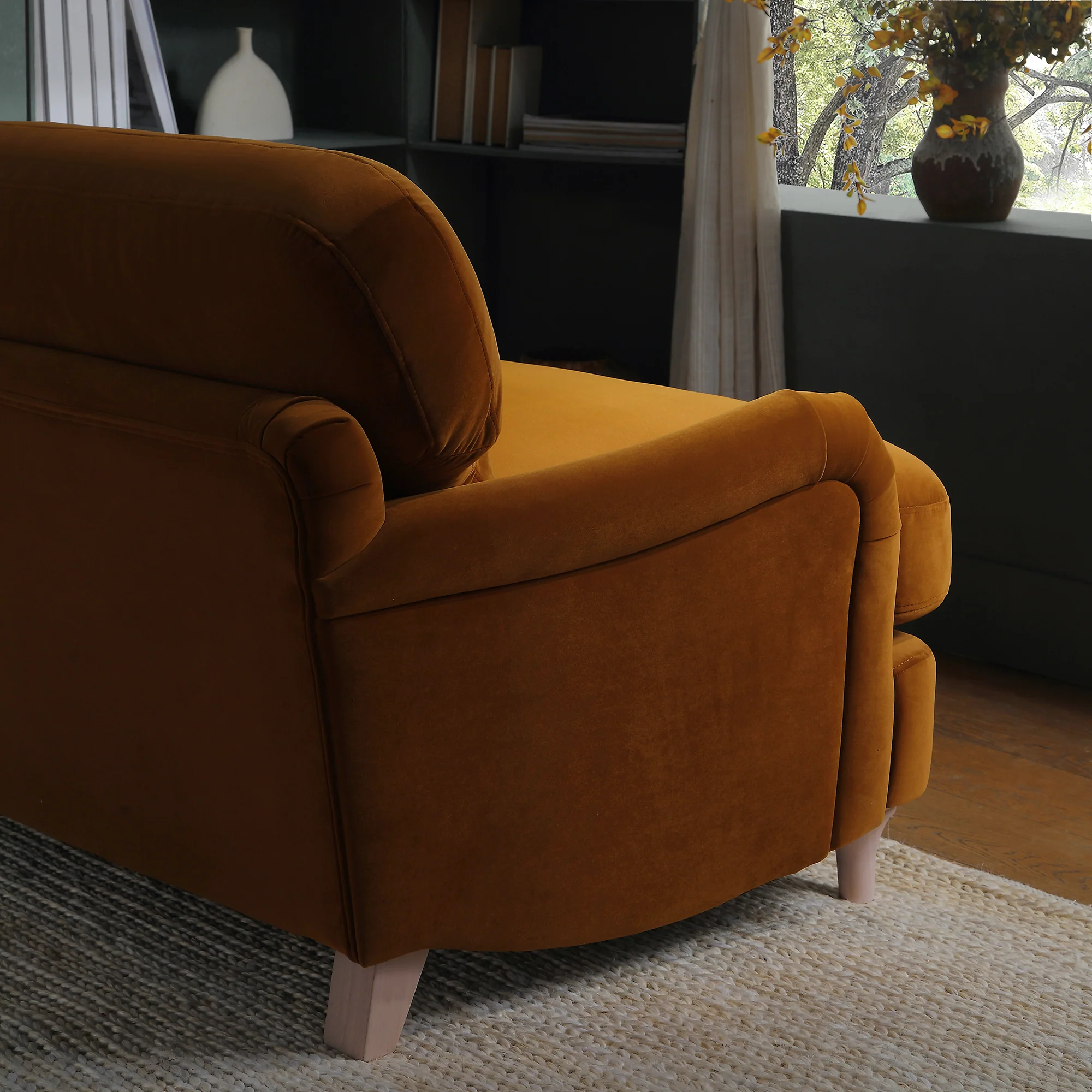 Daphnis Cinnamon Velvet Sofa, Loveseat - Image 3