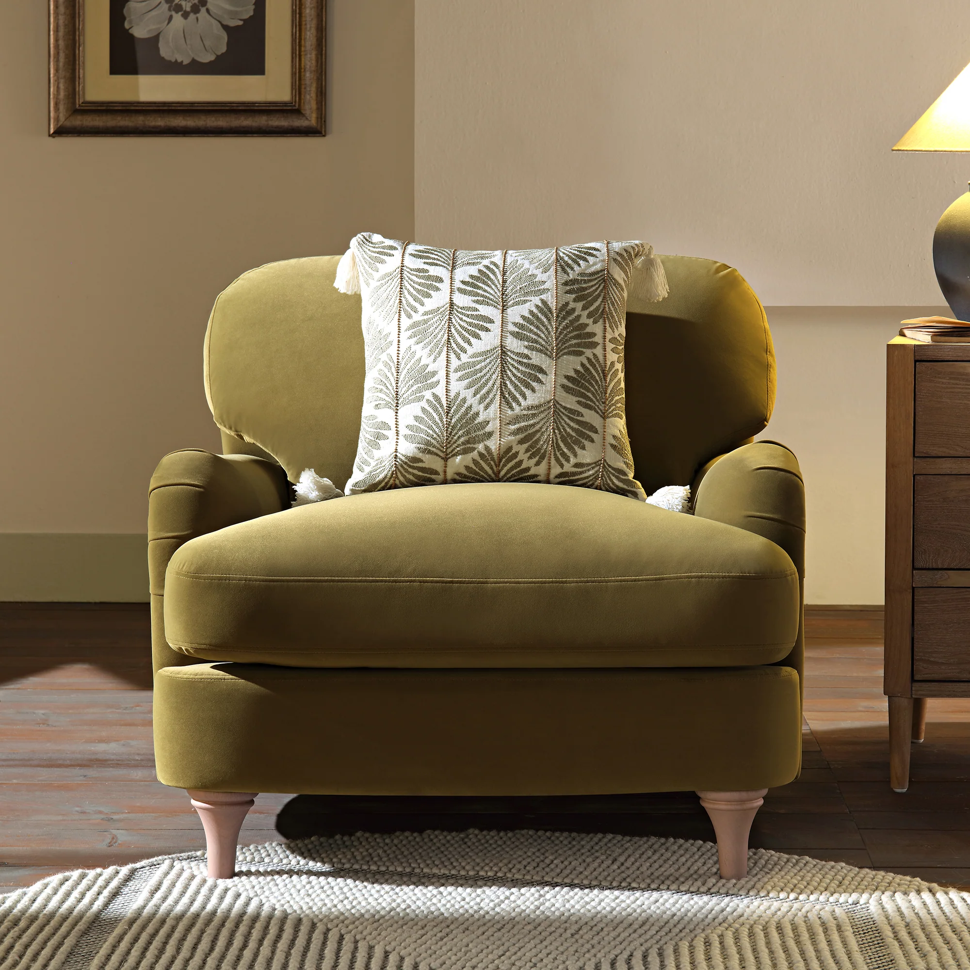 Daphnis Fudge Velvet Sofa, 1-Seater - Image 2