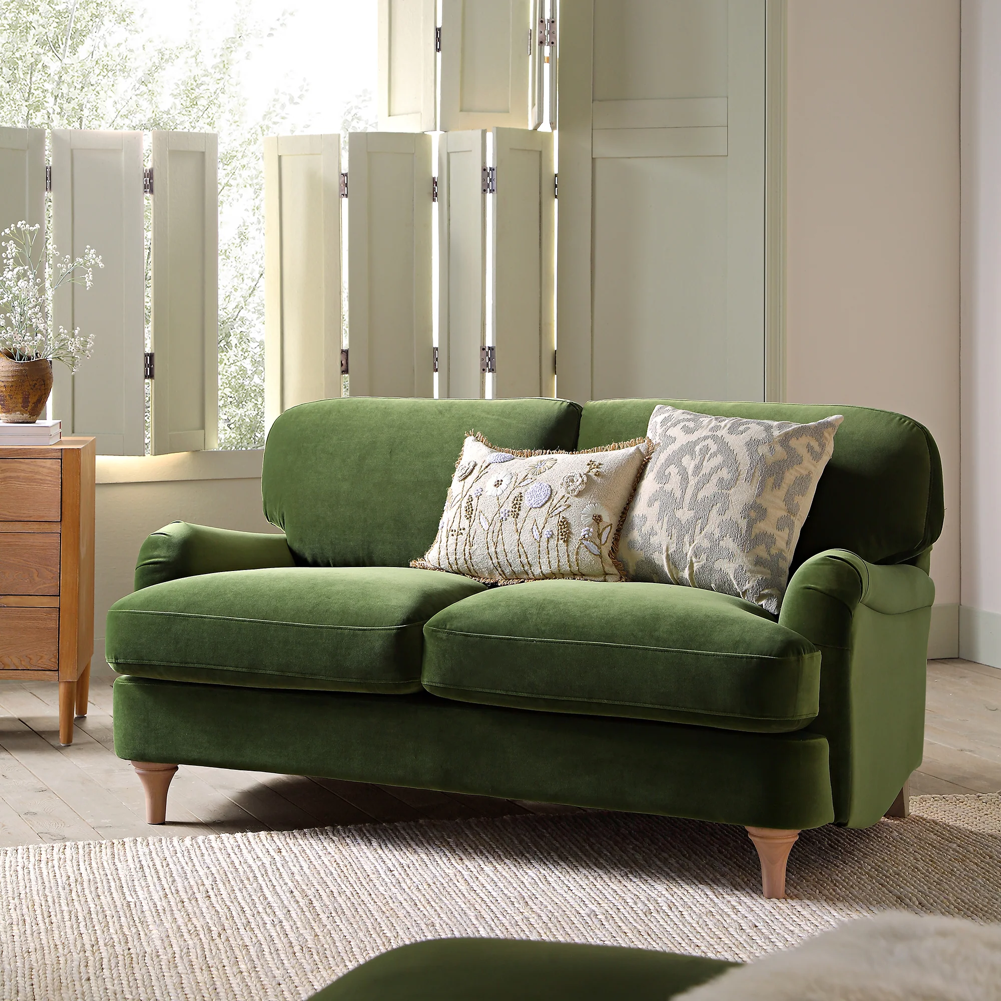 Daphnis Fern Green Velvet Sofa, 2-Seater - Image 2