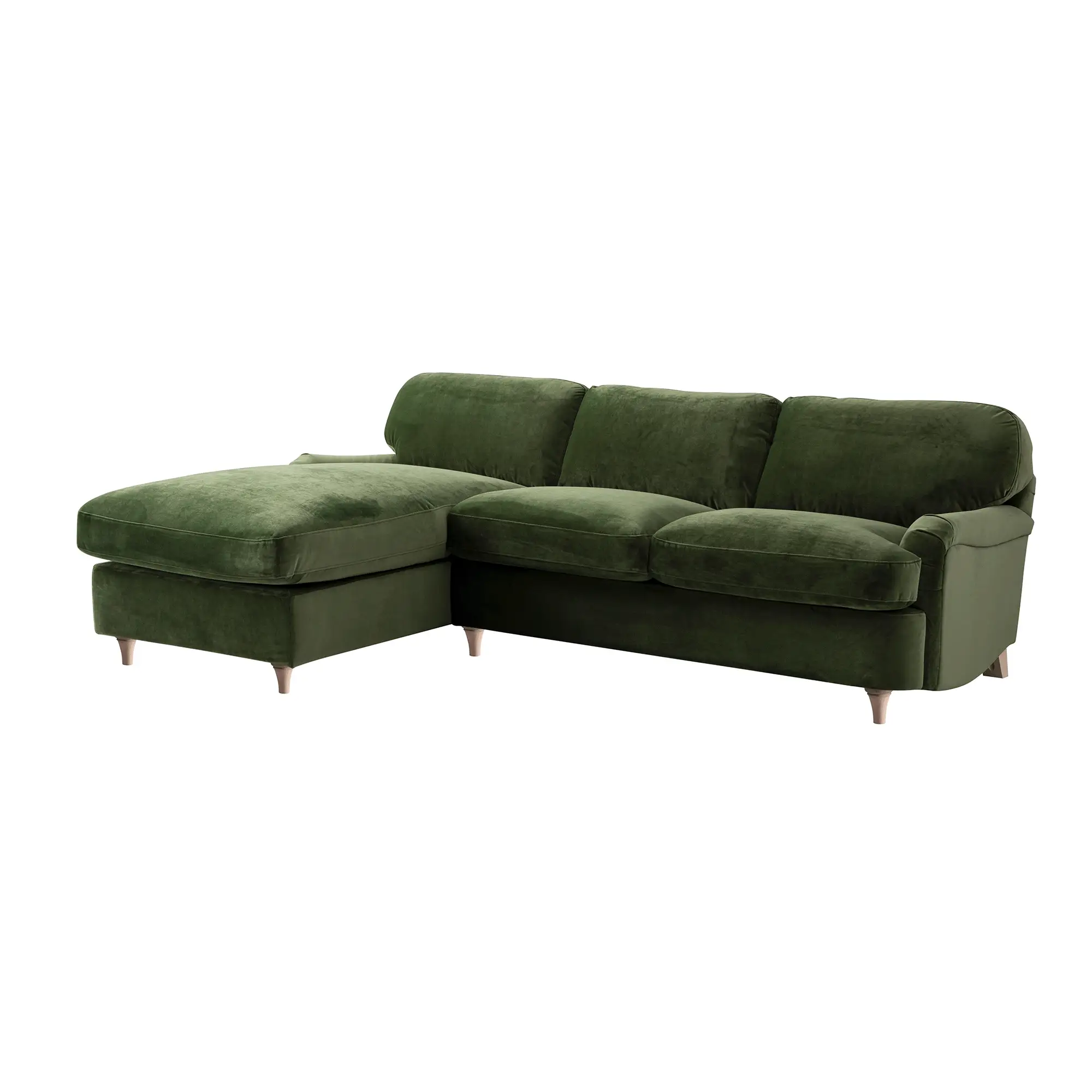 Daphnis Fern Green Velvet Sofa Bed, Grande Chaise Left Hand Facing - Image 4