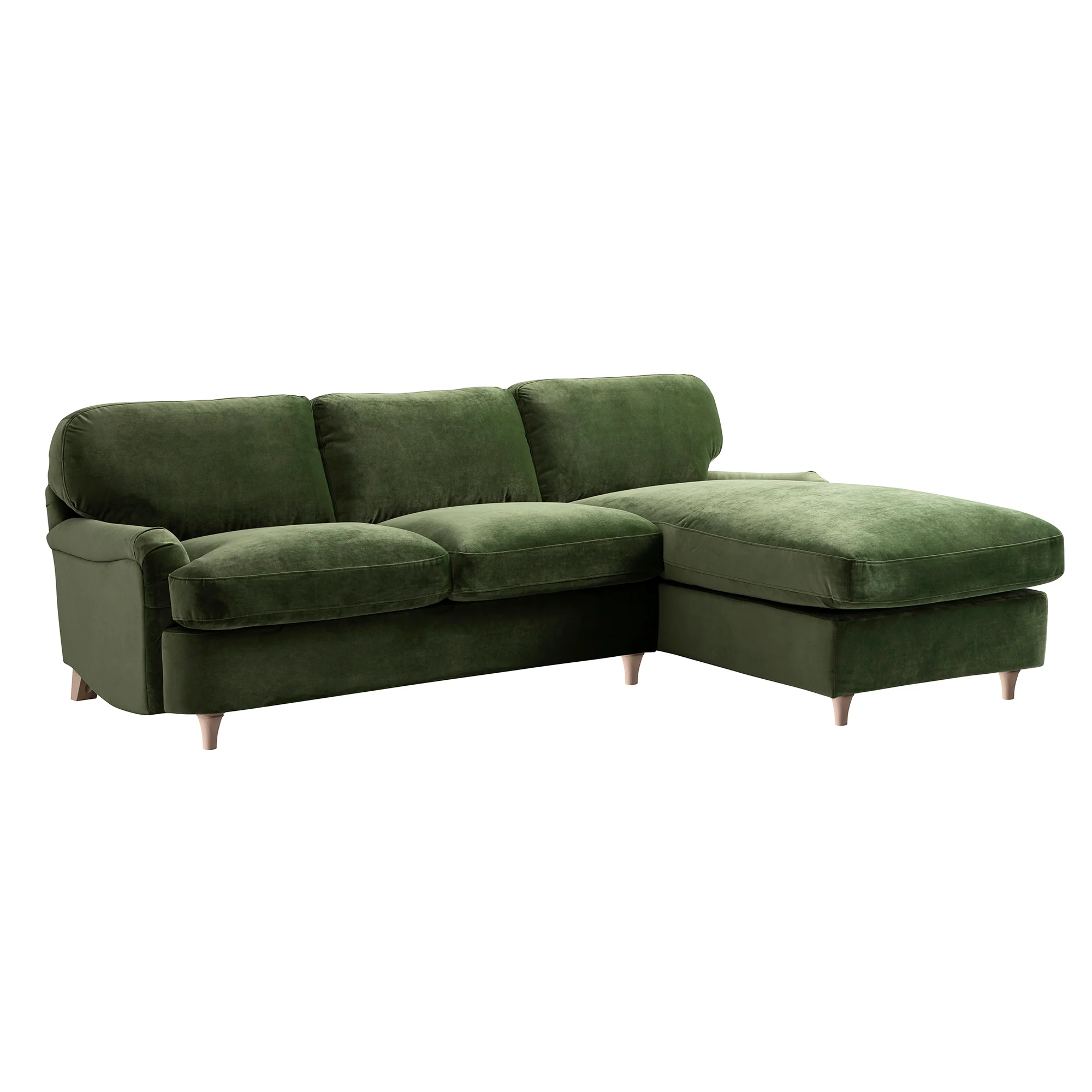 Daphnis Fern Green Velvet Sofa Bed, Grande Chaise Right Hand Facing - Image 4
