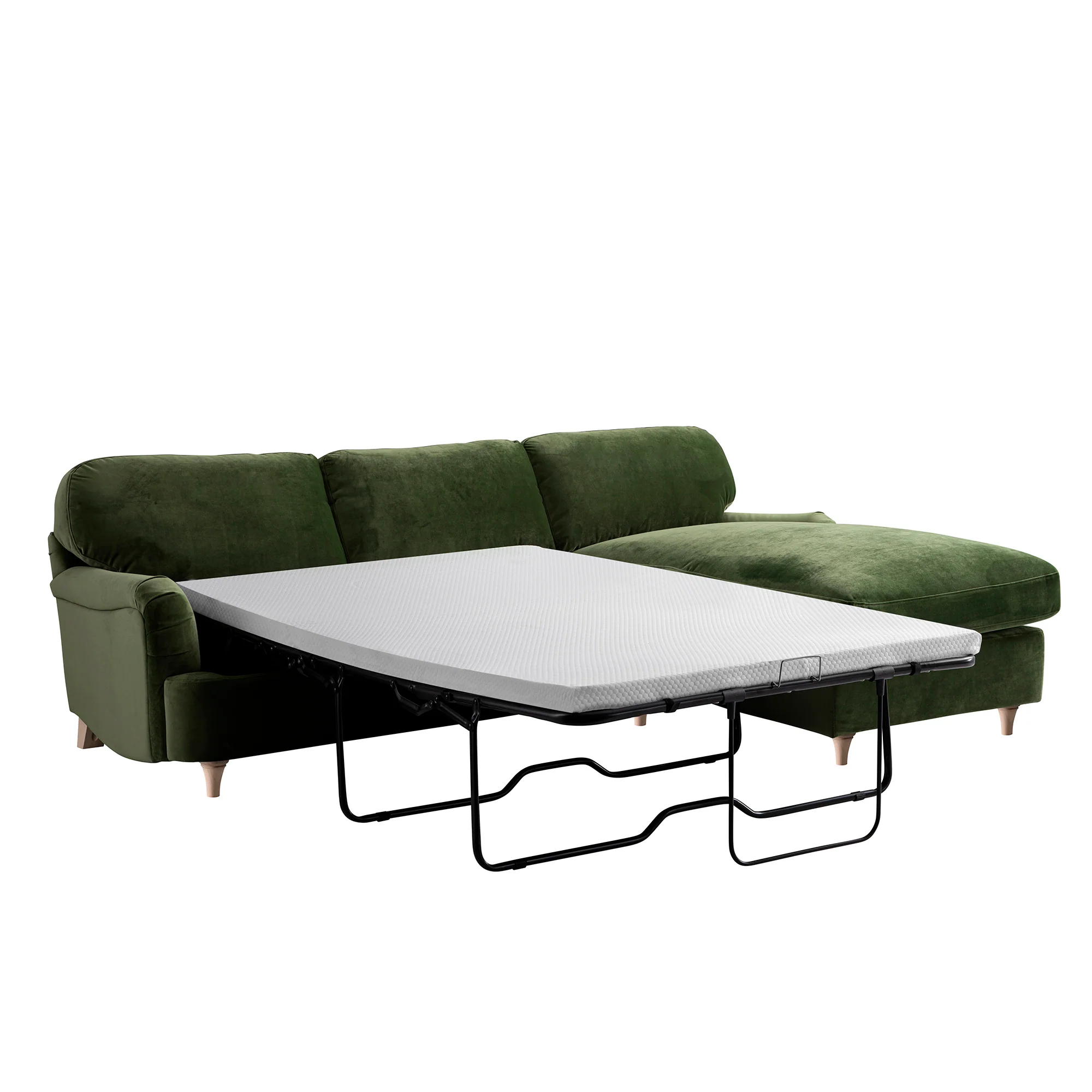 Daphnis Fern Green Velvet Sofa Bed, Grande Chaise Right Hand Facing - Image 5