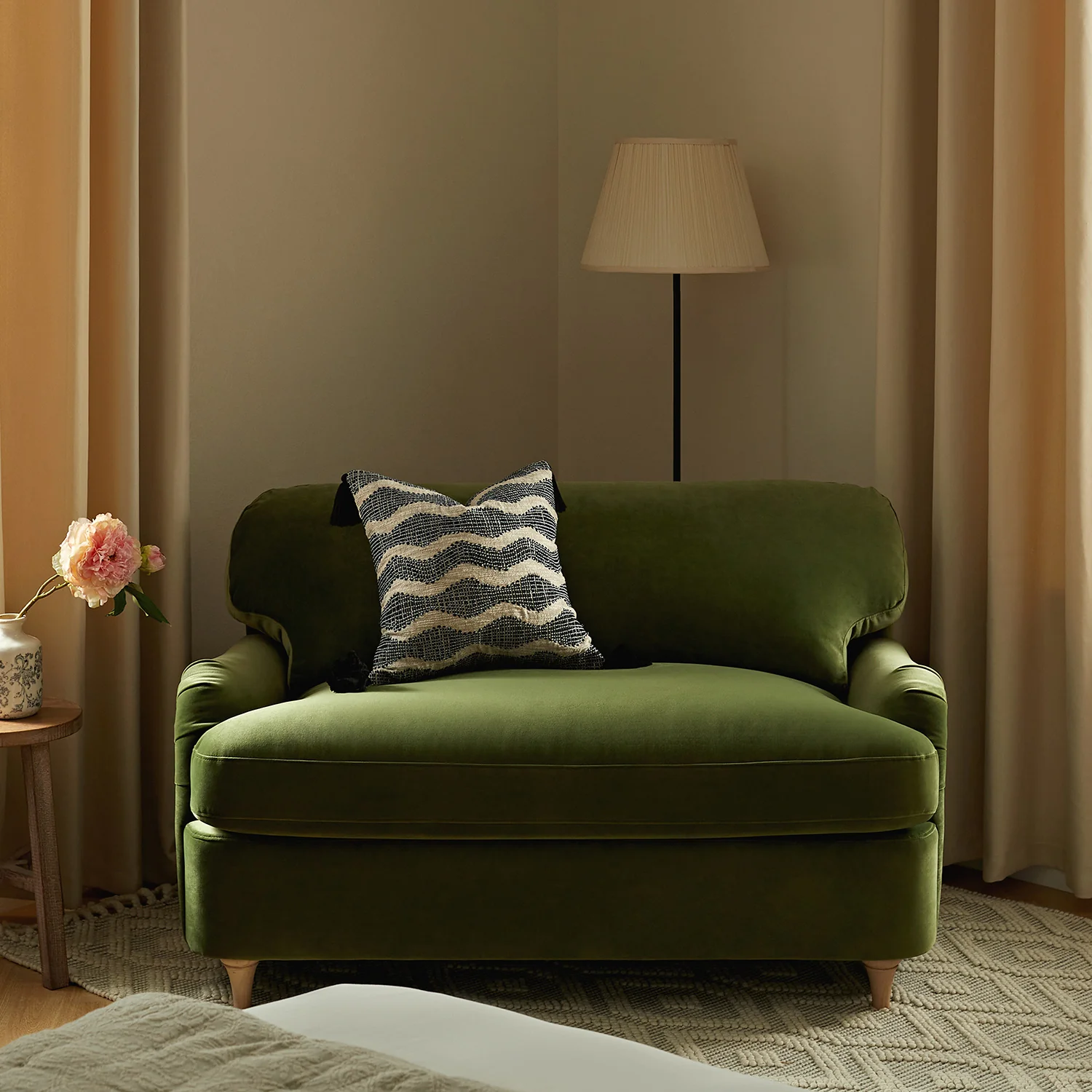Daphnis Fern Green Velvet Sofa Bed, Loveseat - Image 4
