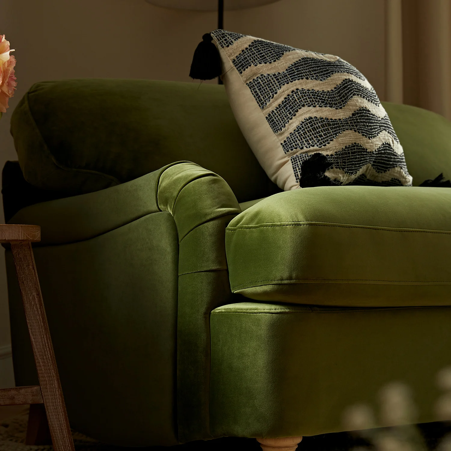 Daphnis Fern Green Velvet Sofa Bed, Loveseat - Image 6