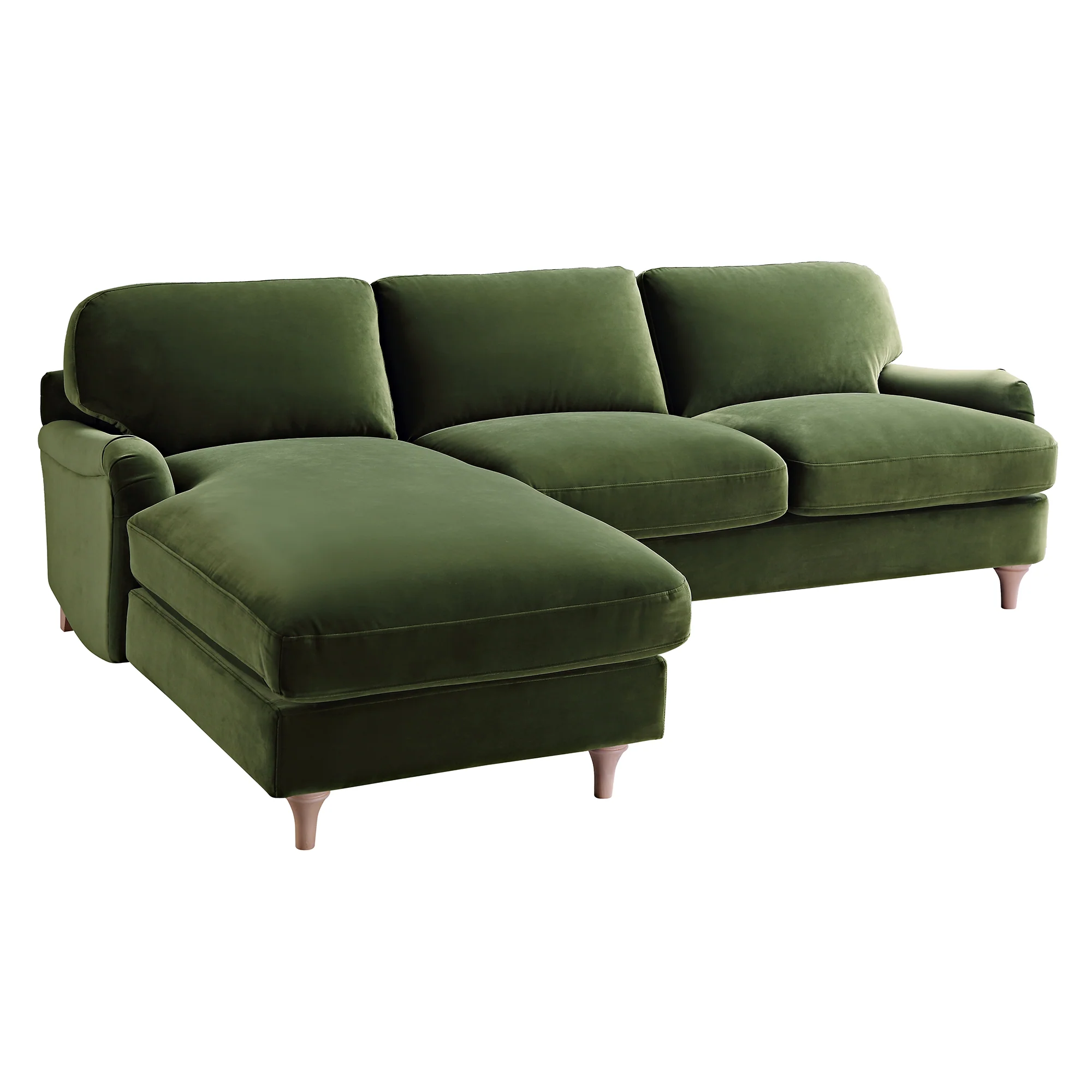 Daphnis Fern Green Velvet Sofa, Grande Chaise Sofa Left Hand Facing - Image 10