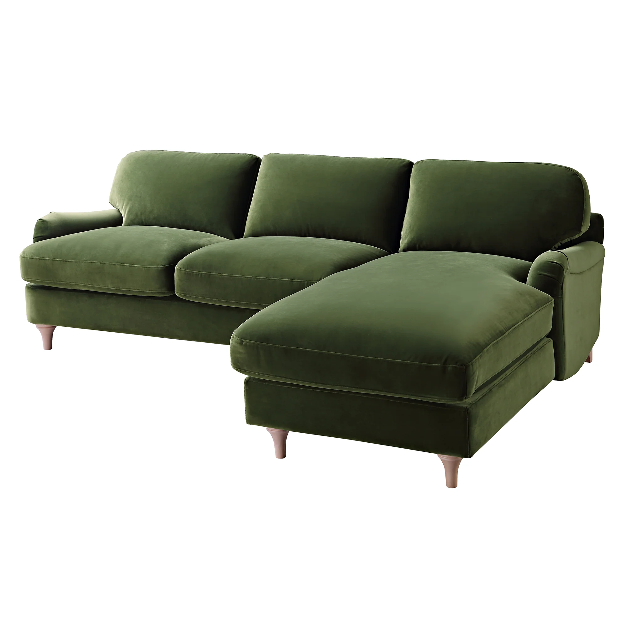 Daphnis Fern Green Velvet Sofa, Grande Chaise Sofa Right Hand Facing - Image 10