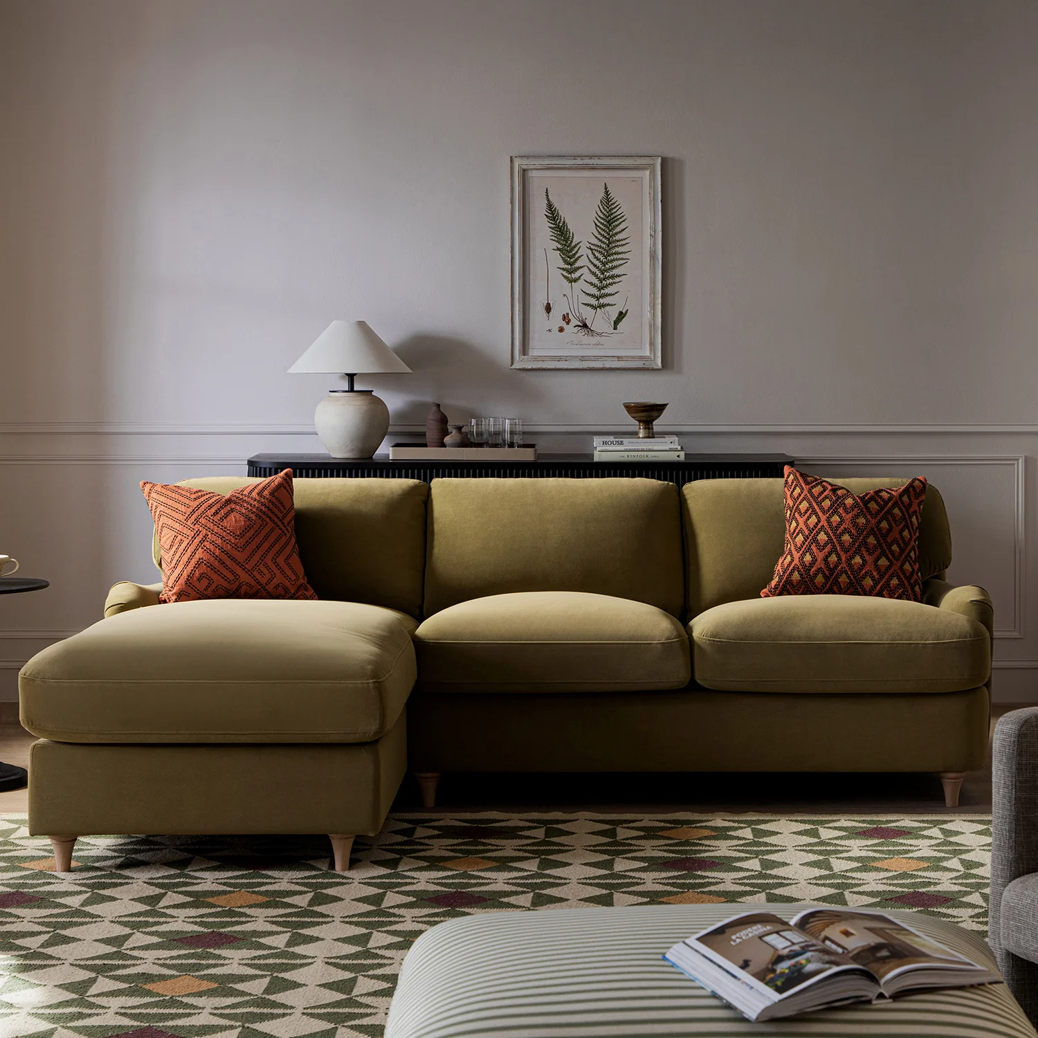 Daphnis Fudge Velvet Sofa Bed, Grande Chaise Left Hand Facing - Image 5