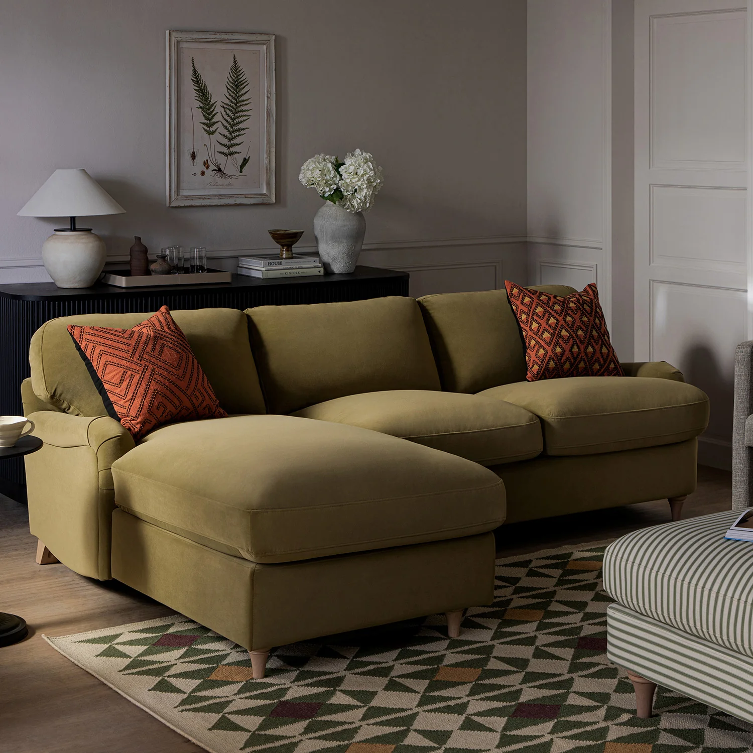 Daphnis Fudge Velvet Sofa Bed, Grande Chaise Left Hand Facing - Image 6