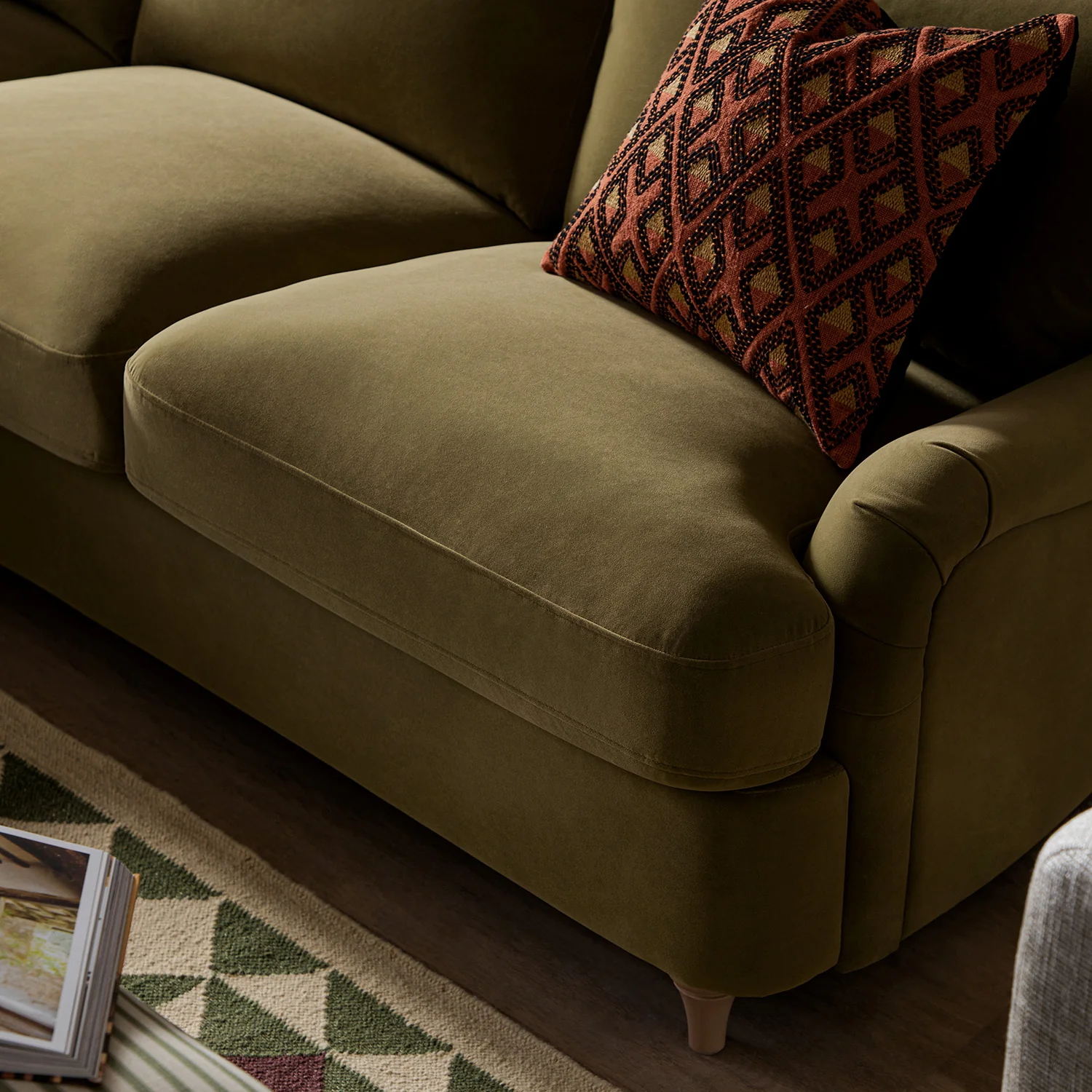 Daphnis Fudge Velvet Sofa Bed, Grande Chaise Left Hand Facing - Image 8