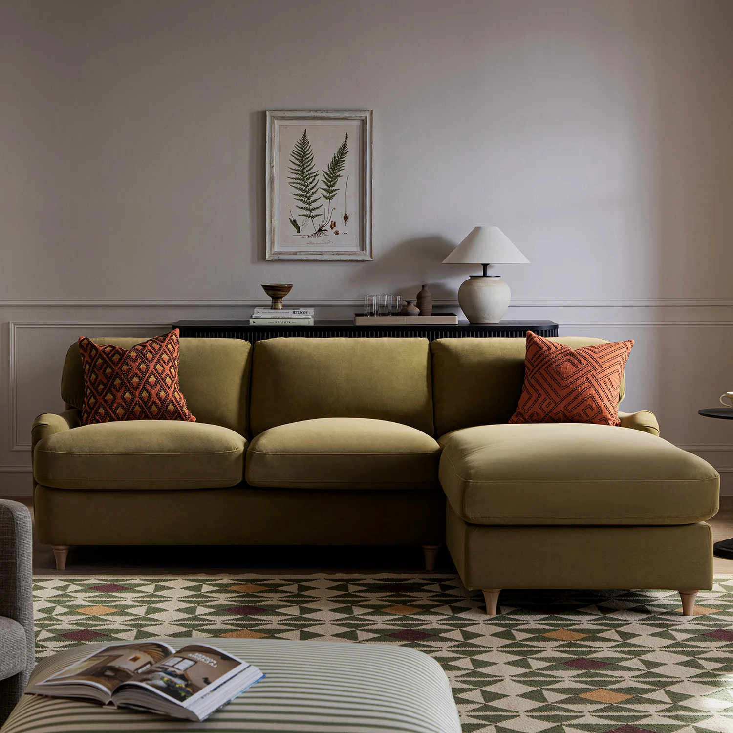 Daphnis Fudge Velvet Sofa Bed, Grande Chaise Right Hand Facing - Image 5