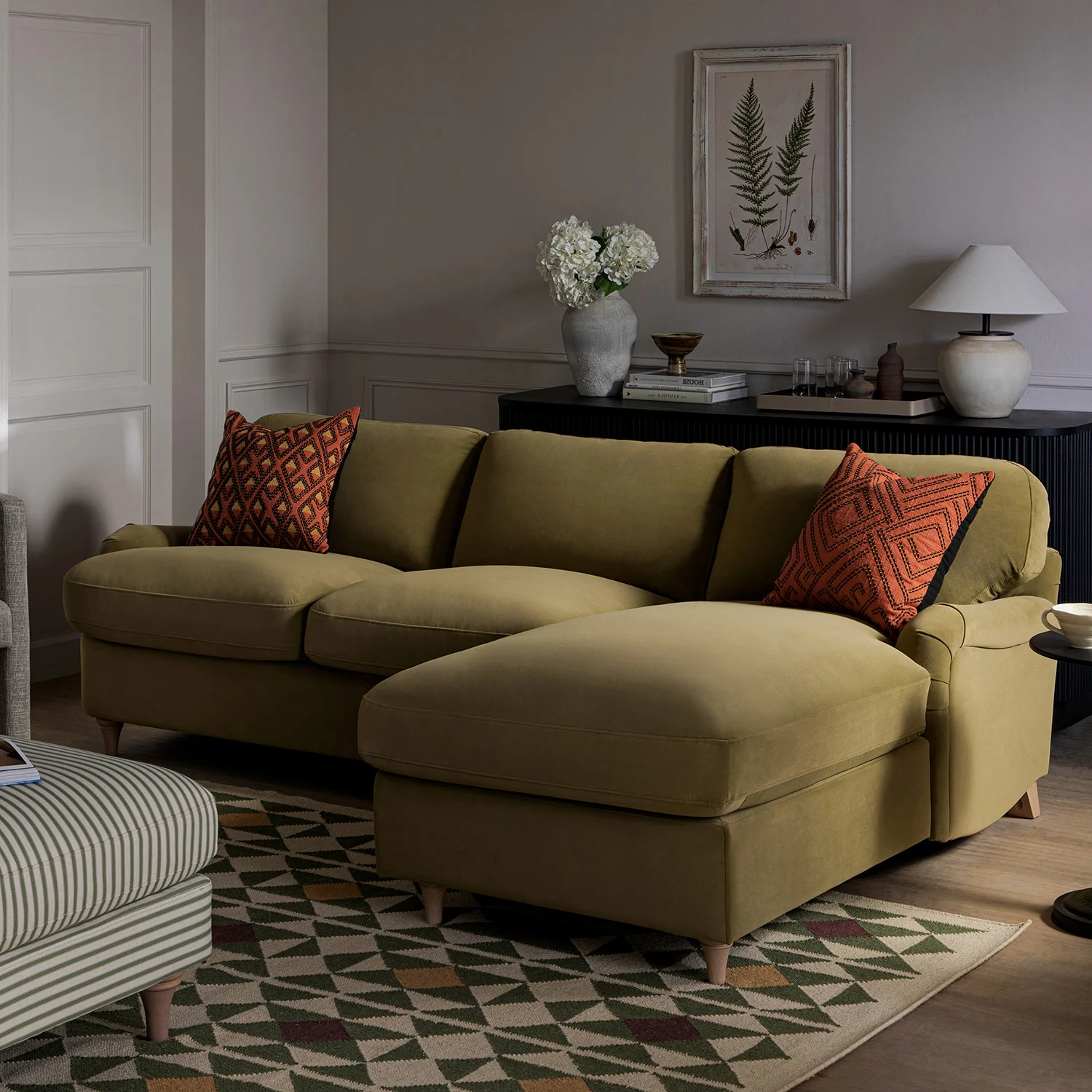 Daphnis Fudge Velvet Sofa Bed, Grande Chaise Right Hand Facing - Image 6
