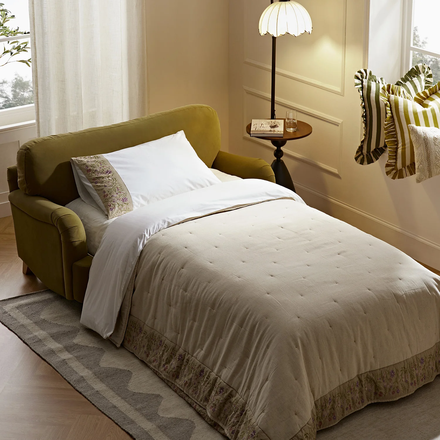 Daphnis Fudge Velvet Sofa Bed, Loveseat - Image 7