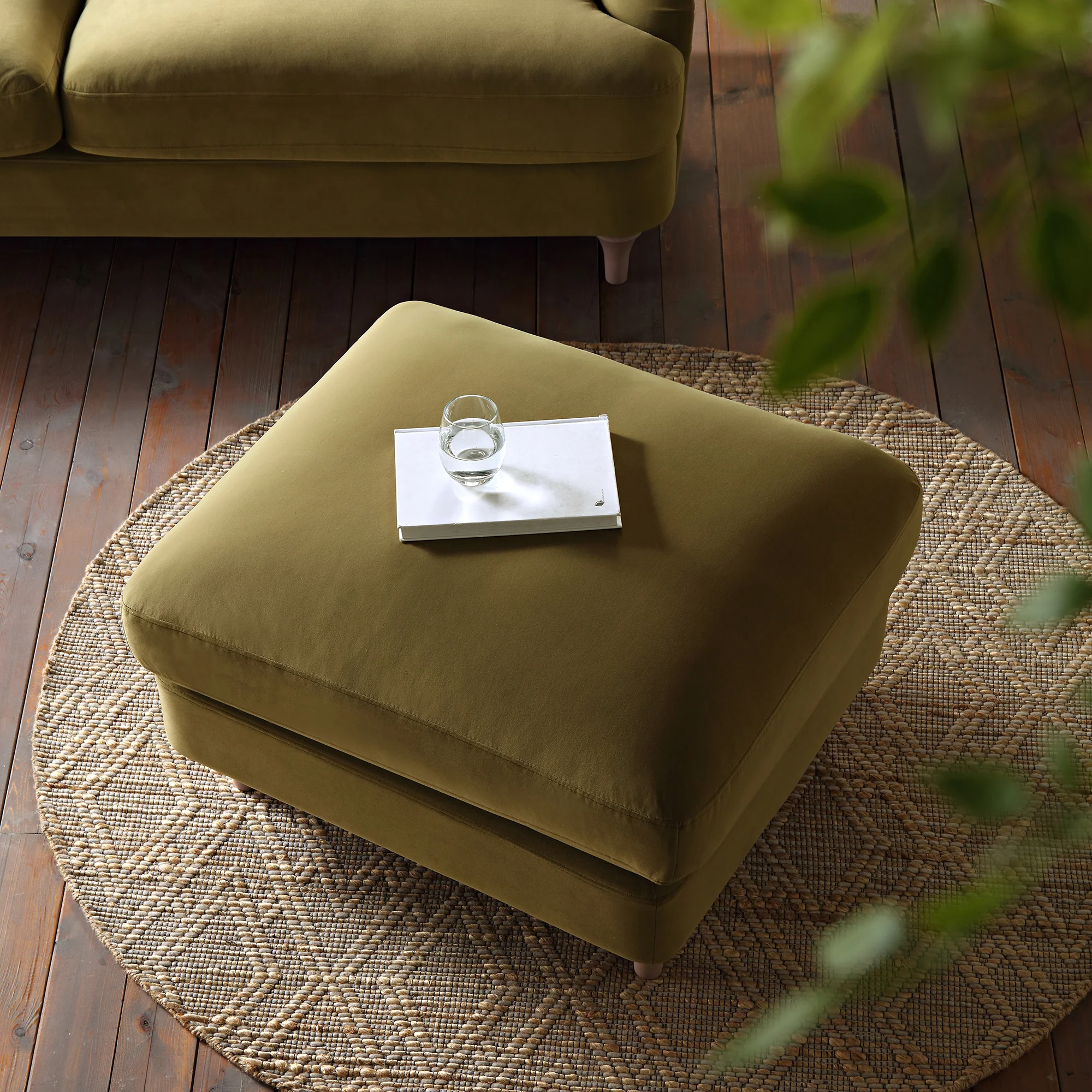 Daphnis Fudge Velvet Sofa, Footstool - Image 3