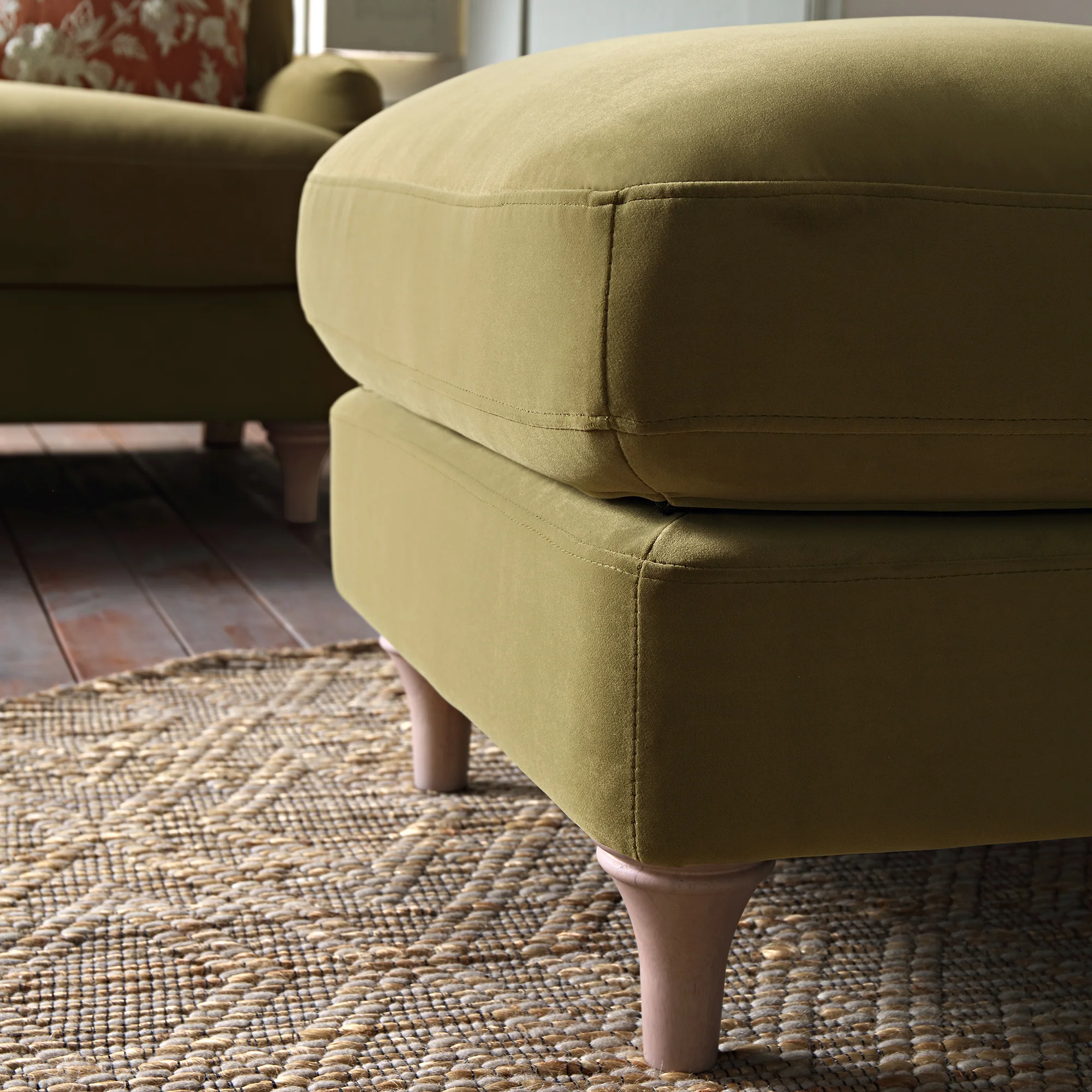 Daphnis Fudge Velvet Sofa, Footstool - Image 4