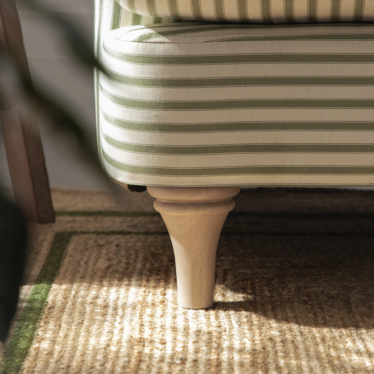 Daphnis Green Striped Linen Blend Sofa, 1-Seater - Image 6