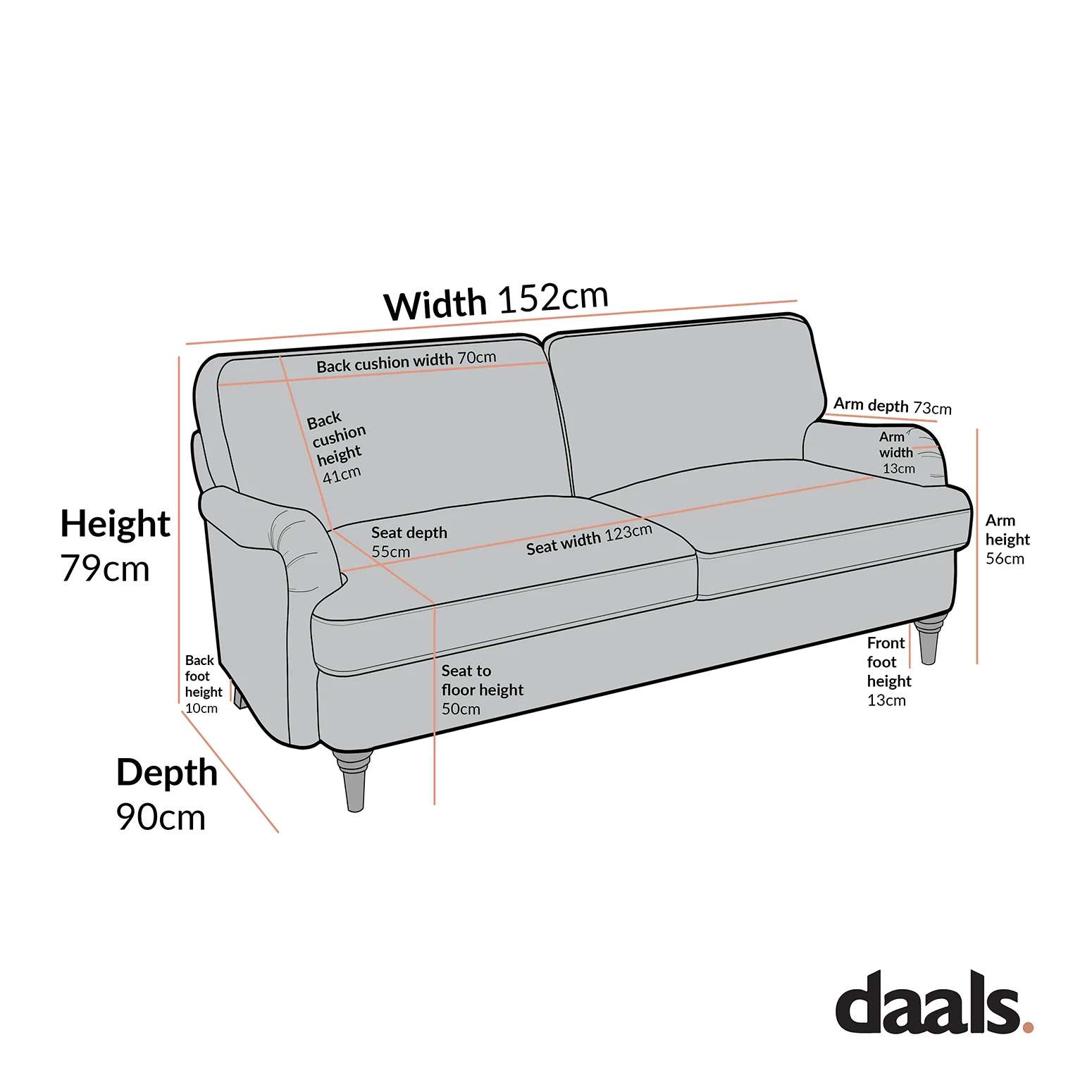 Daphnis Cinnamon Velvet Sofa, 2-Seater - Image 6