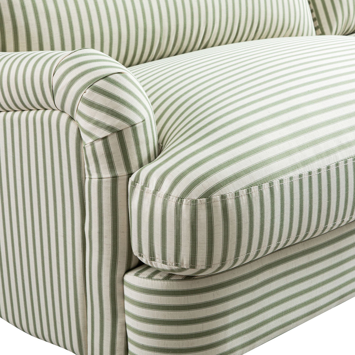 Daphnis Green Striped Linen Blend Sofa, 3-Seater - Image 13