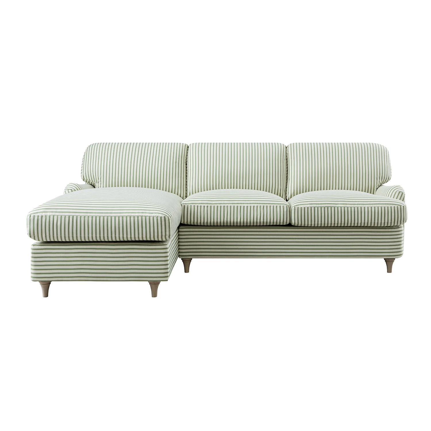 Daphnis Green Striped Linen Blend Sofa Bed, Grande Chaise Left Hand Facing - Image 2