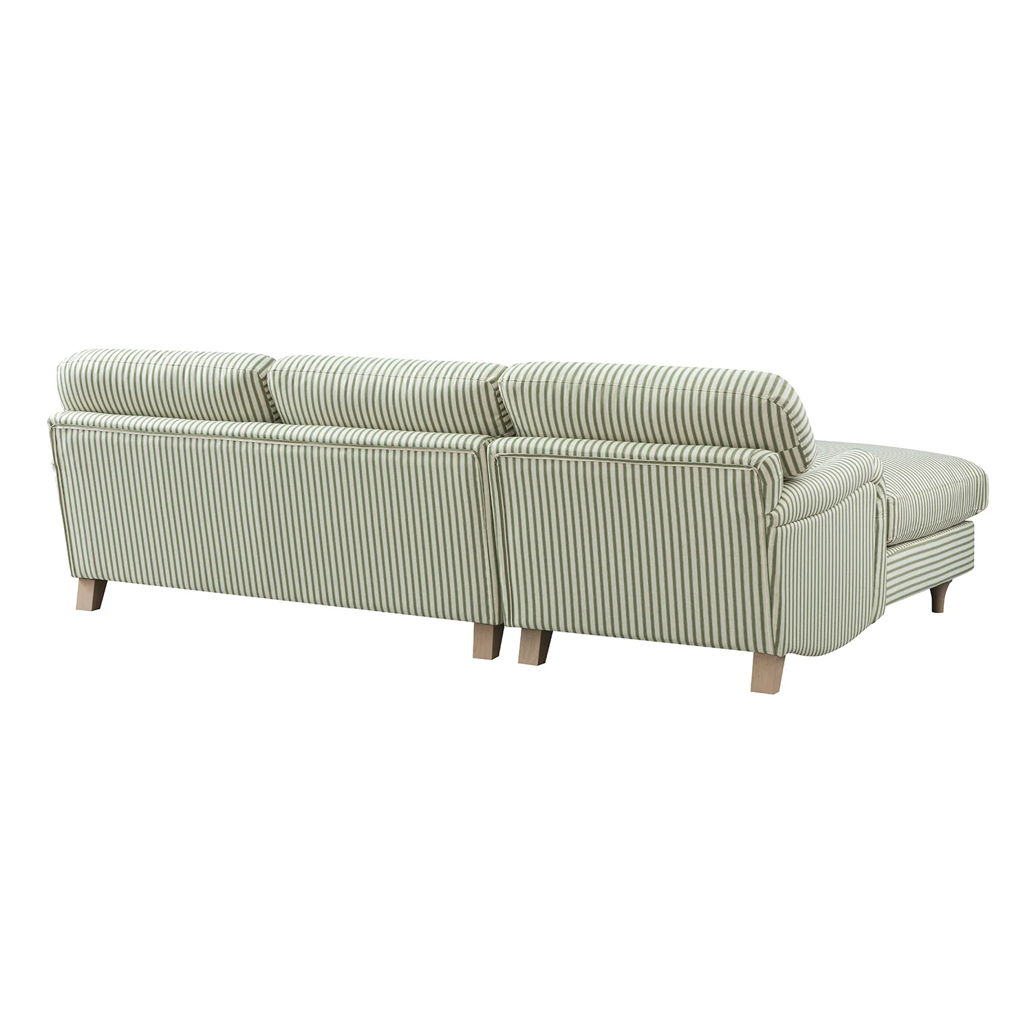 Daphnis Green Striped Linen Blend Sofa, Grande Chaise Sofa Left Hand Facing - Image 12